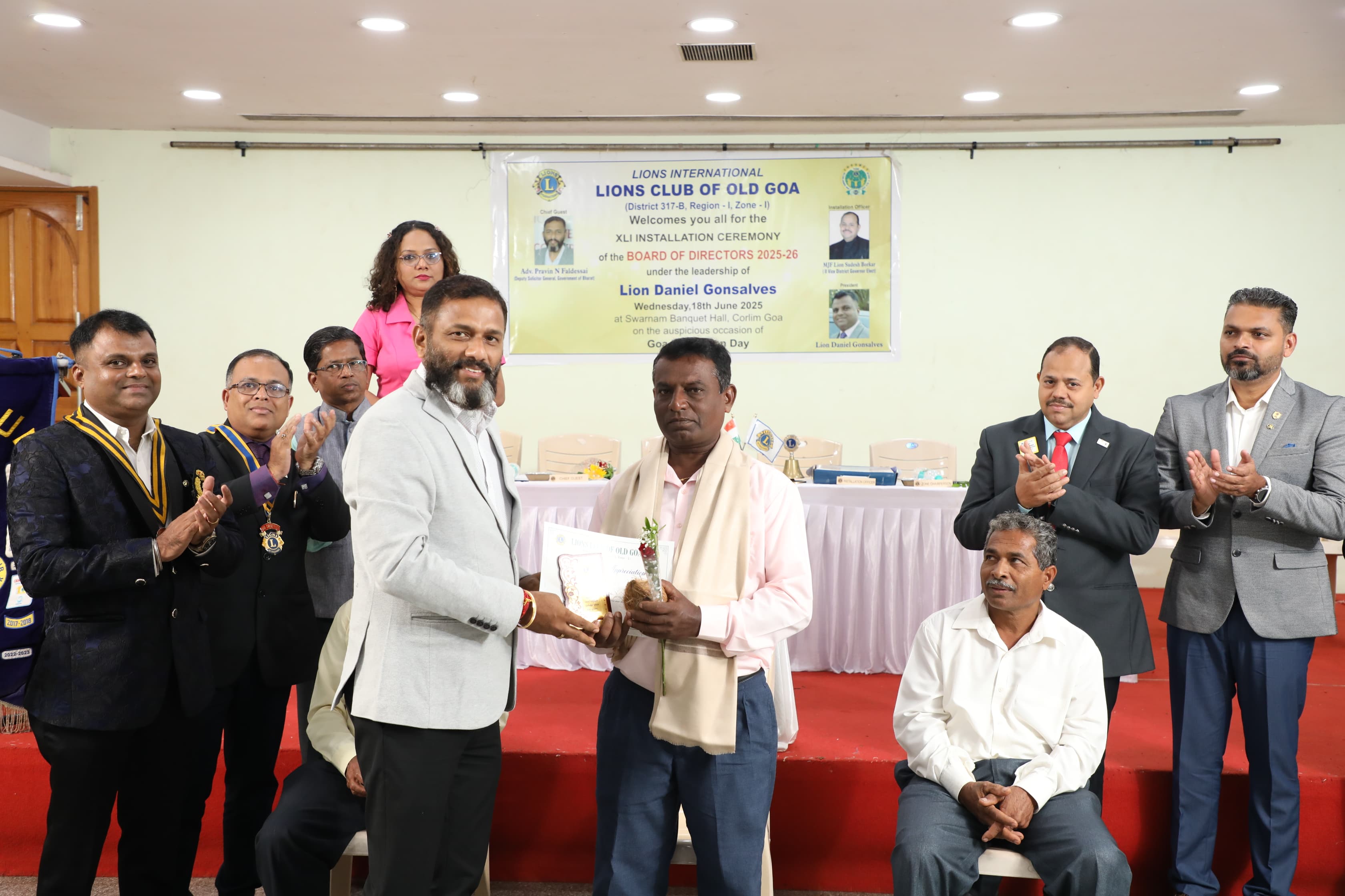 Felicitated 3 Retired Lineman of Electricity Department, Corlim, Old Goa.