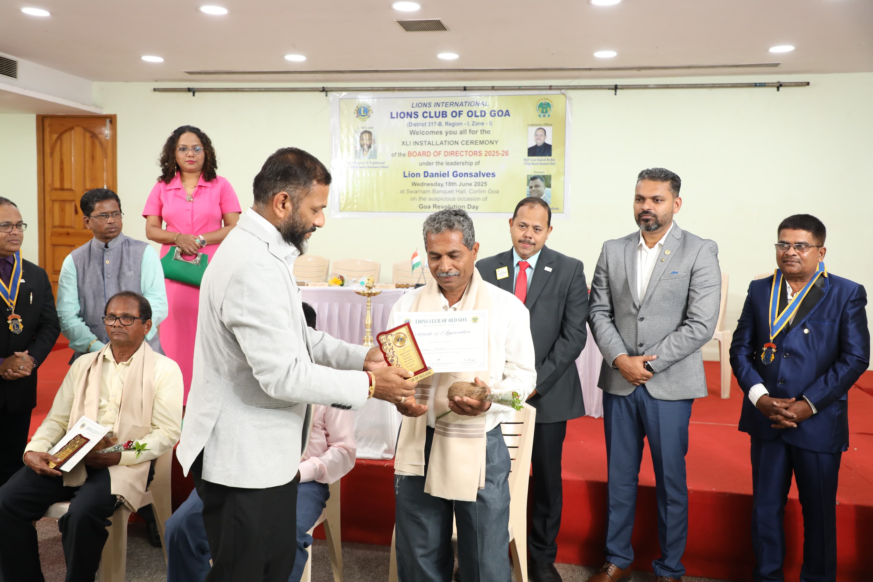 Felicitated 3 Retired Lineman of Electricity Department, Corlim, Old Goa.