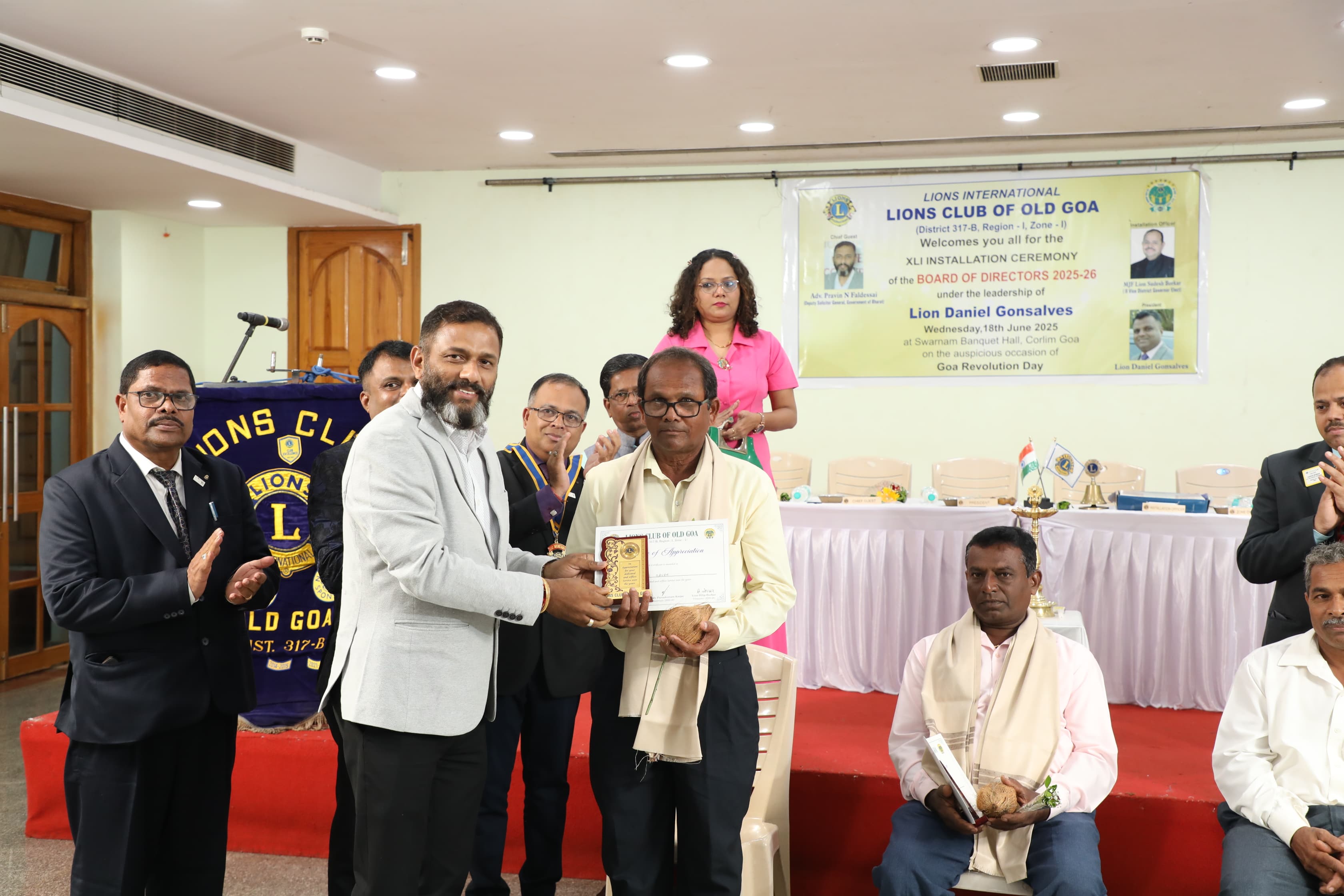 Felicitated 3 Retired Lineman of Electricity Department, Corlim, Old Goa.