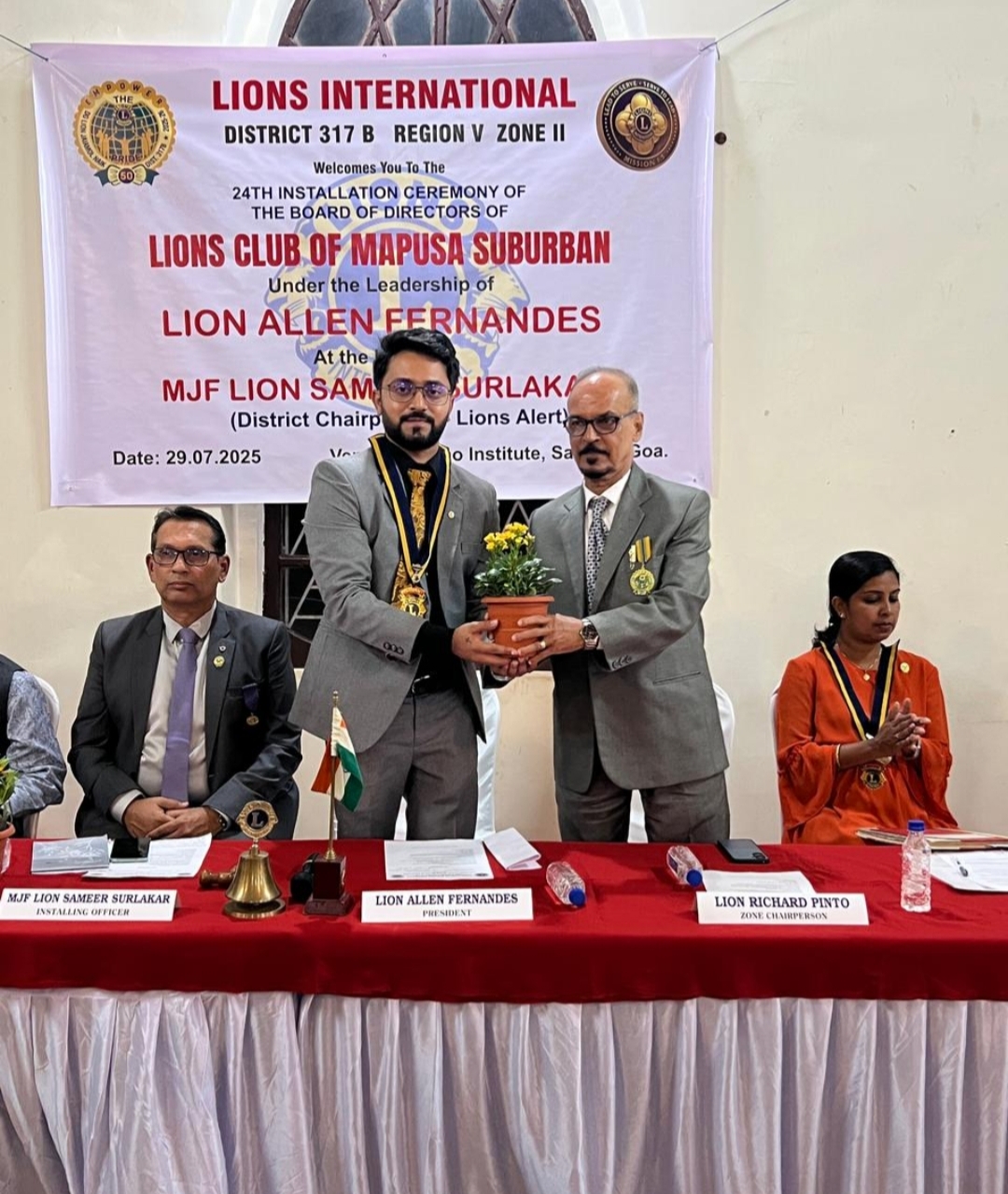 The President and Members of Lions Club of Panjim attended the BOD Installation Ceremony of the Lions Club of Mapusa Suburban 