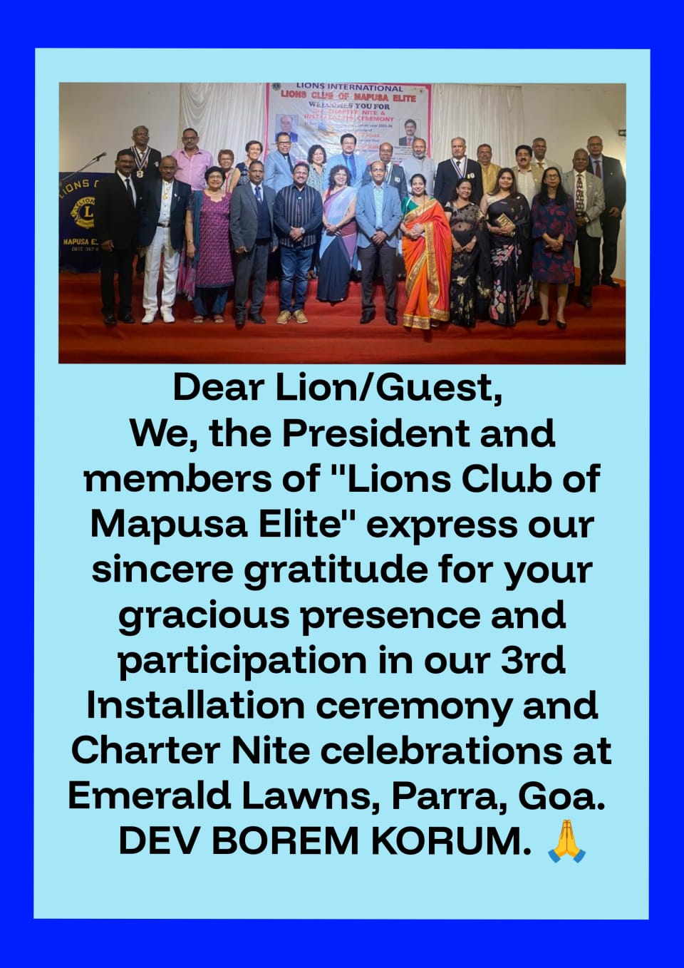 Installation of BOD of Mapusa Elite 