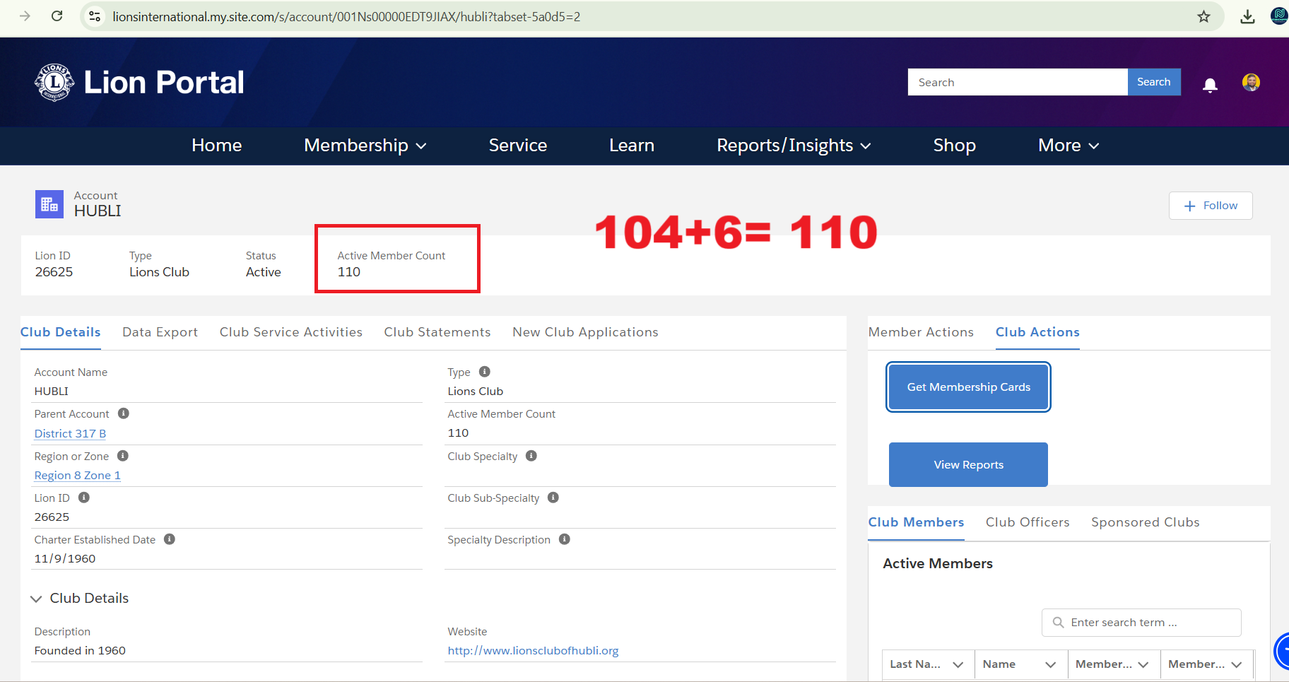 LIONS CLUB OF HUBLI IN MY ZONE SPONSORED 6 MEMBERS - LION PRINCE SHARMA