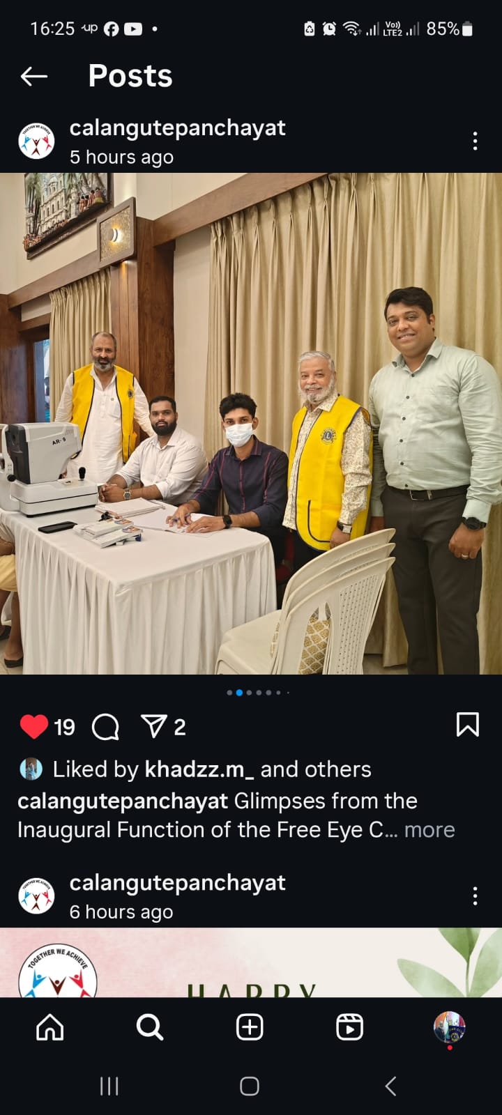 organising and attending the eye Camp at Calangute Panchayat 