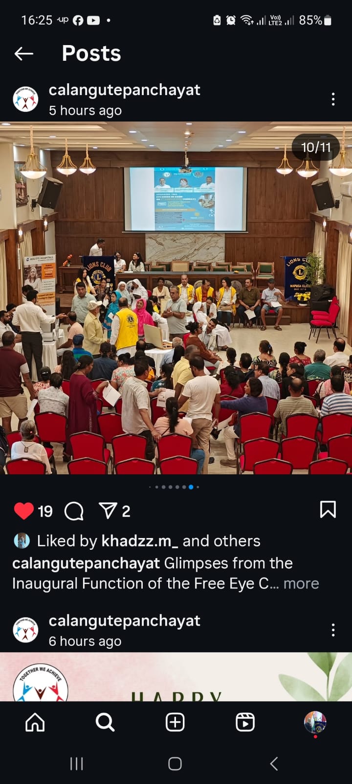 organising and attending the eye Camp at Calangute Panchayat 