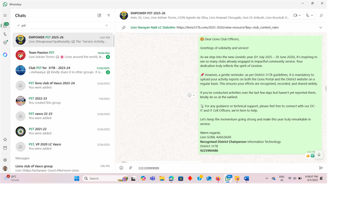 DIGITAL MEDIA NOTICE, CIRCULARS AND OTHER INFORMATIONS ON DISTRICT WEBSITE, INTERNATIONAL WEBSITE REPORTING FOR THE  CLUBS IN THE DISTRICT