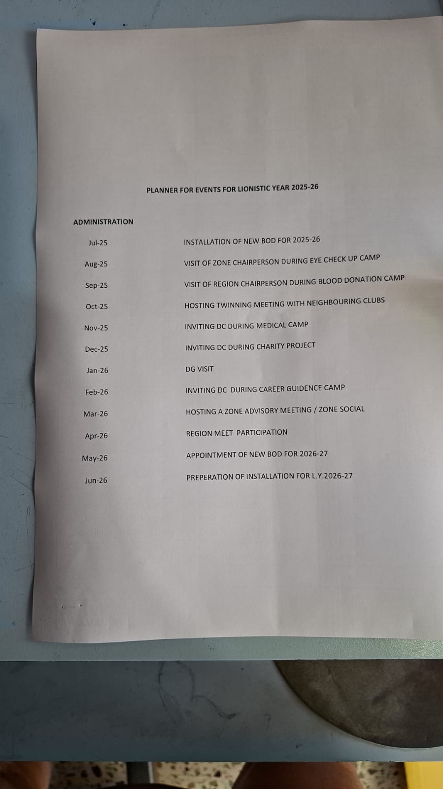 YEAR PLANNER FOR L.Y.2025-26