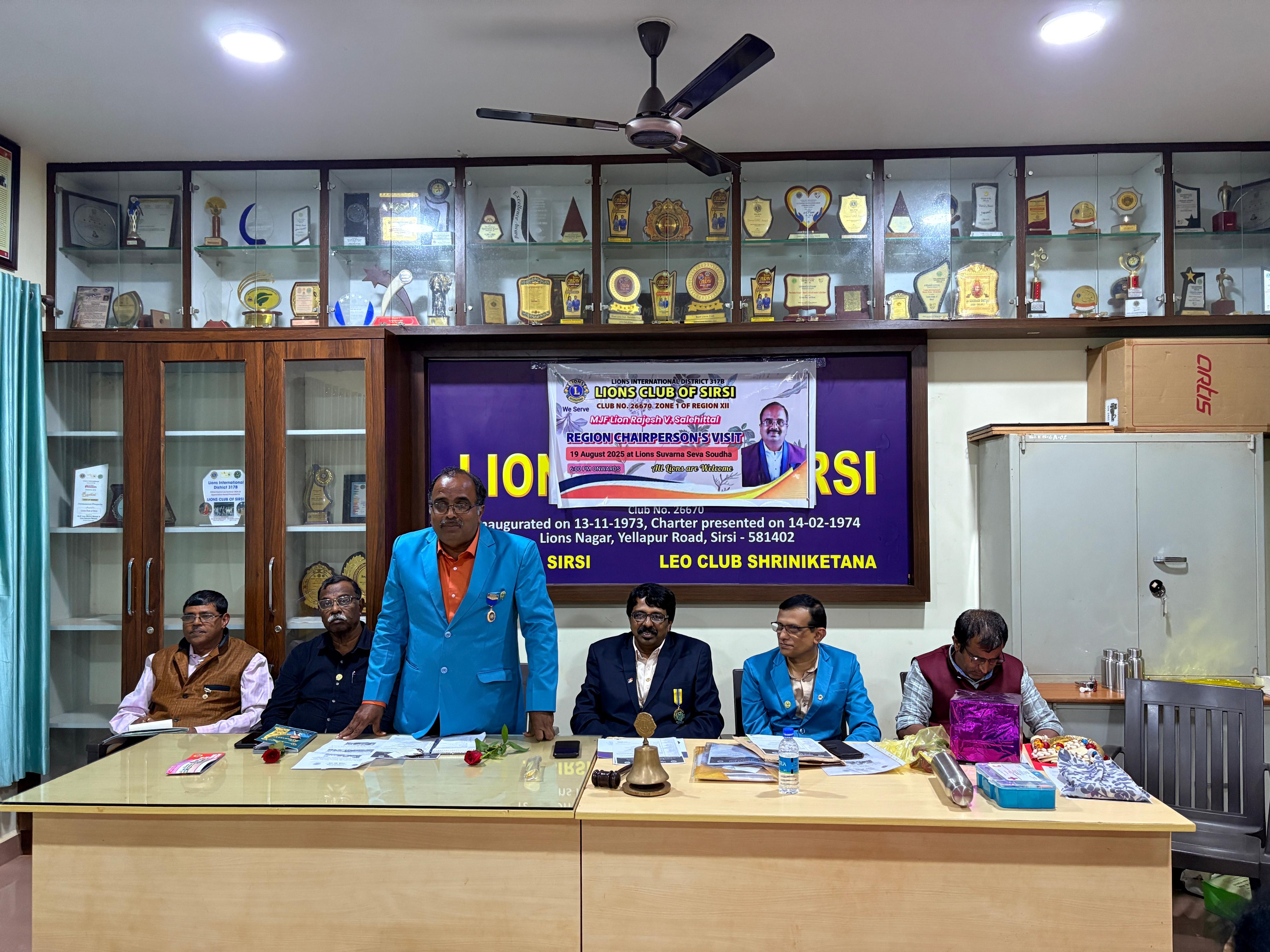 REGION CHAIRPERSON MJF LION RAJESH V SALEHITTAL- MANDATORY VISIT TO LIONS CLUB, SIRSI