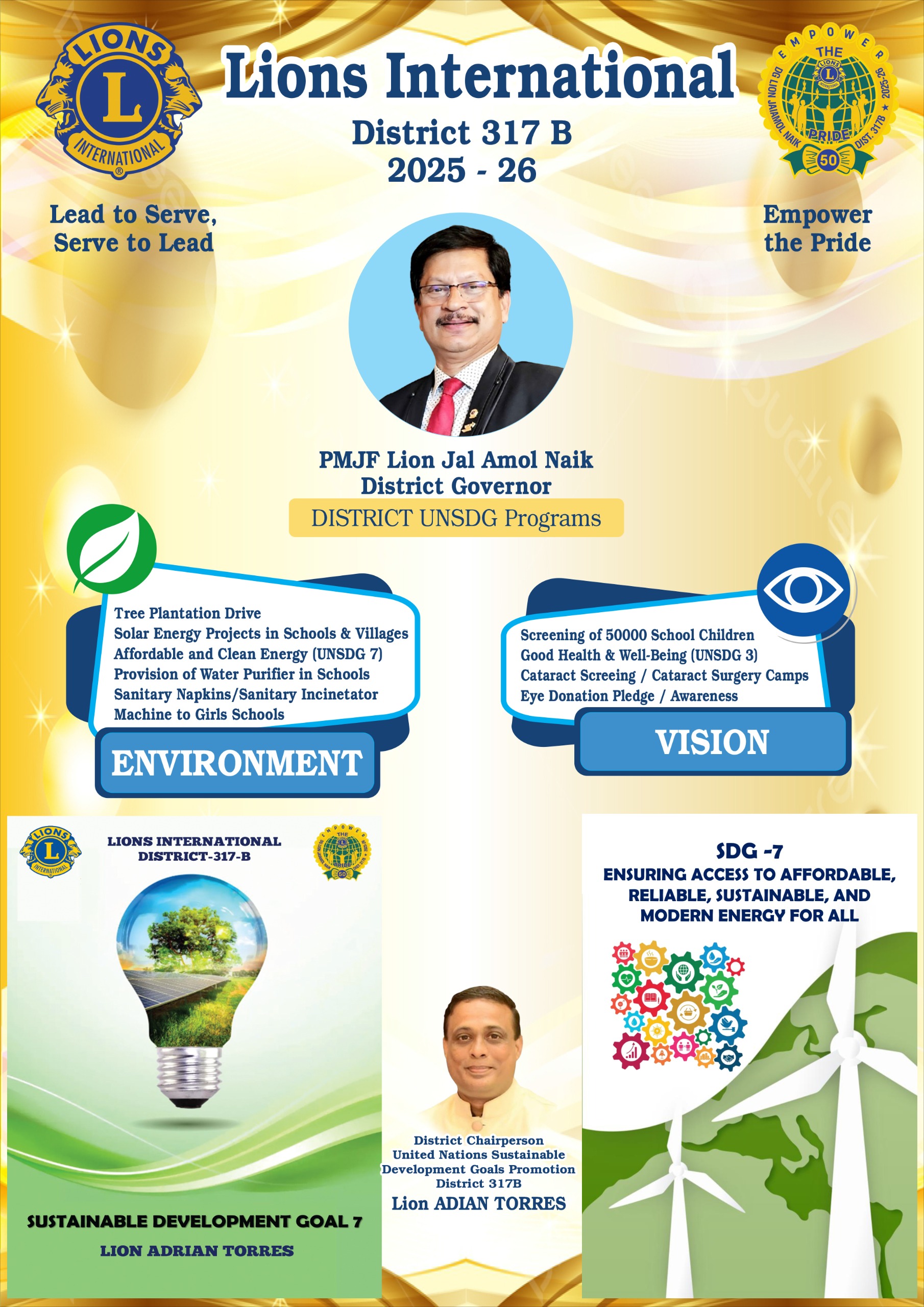 Two Circulars On UNSDG Goals with Goal No 3 and Goal No 7 with Approval of District Governor