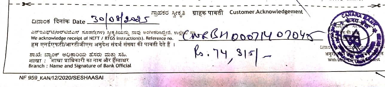 PAID OF SEMI ANNUAL INTERNATIONAL DUE.