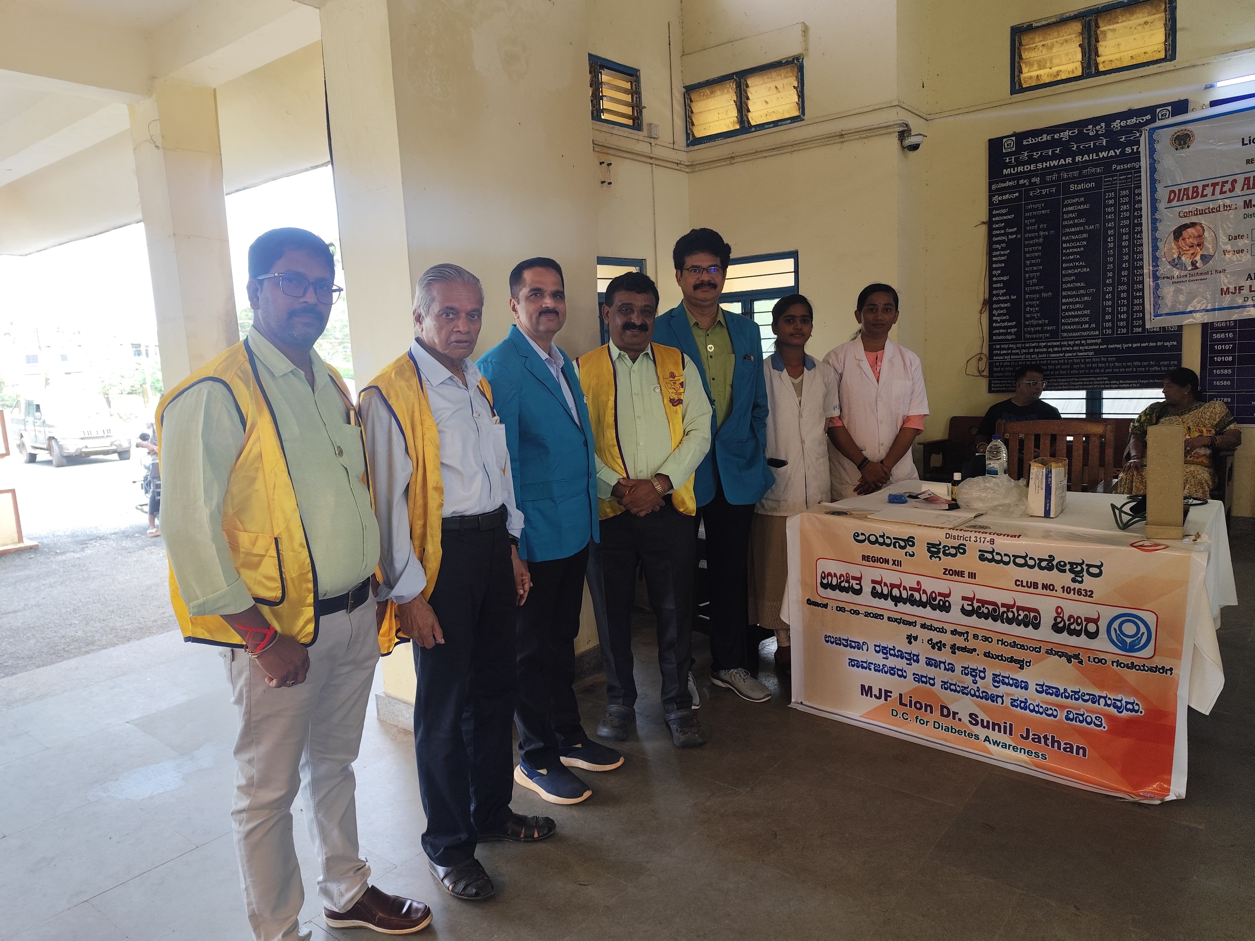 CONDUCTED FREE DIABETIC CHECK UP AND AWARENESS CAMP AT RAILWAY STATION MURUDESHWAR.