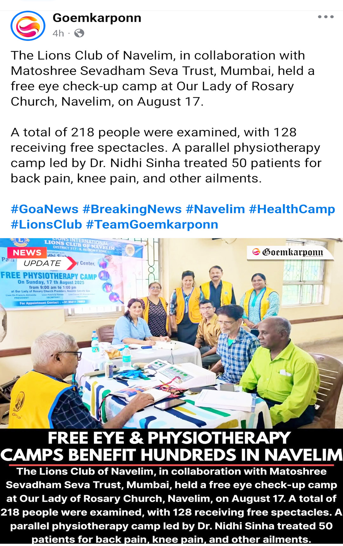 Physiotherapy For Senior Citizens Appeared on Electronic Media 