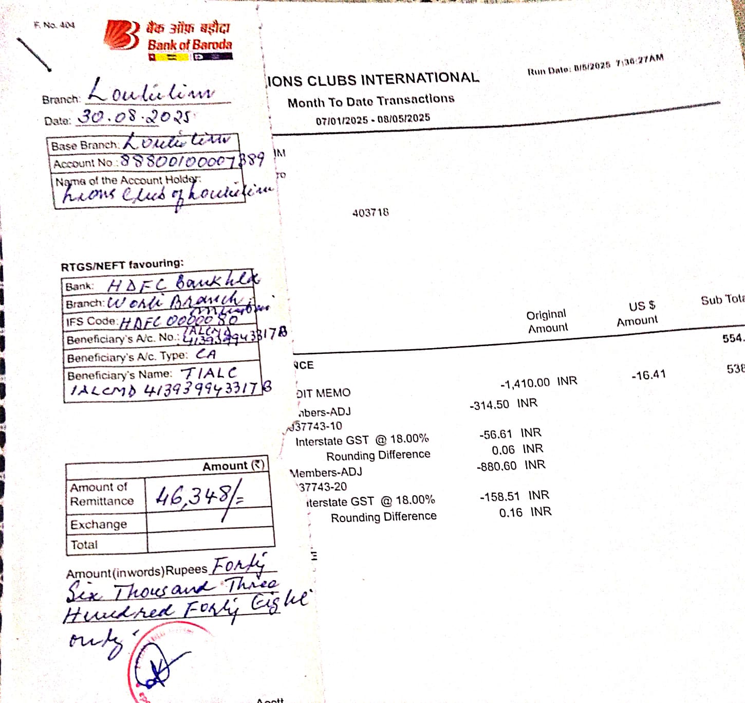 Payment of international dues