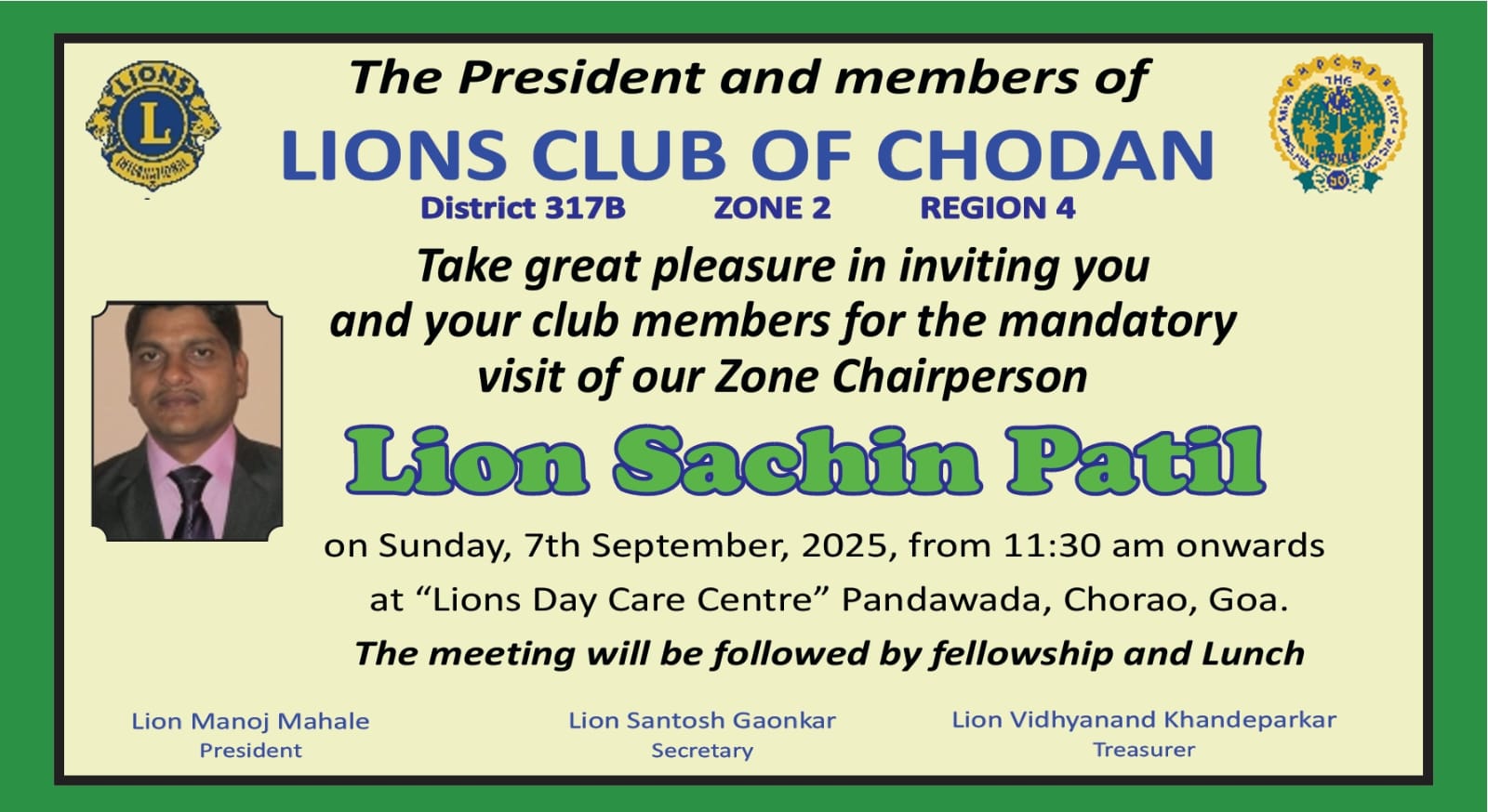 ZONE CHAIRPERSONS MANDATORY VISIT TO THE CLUB.