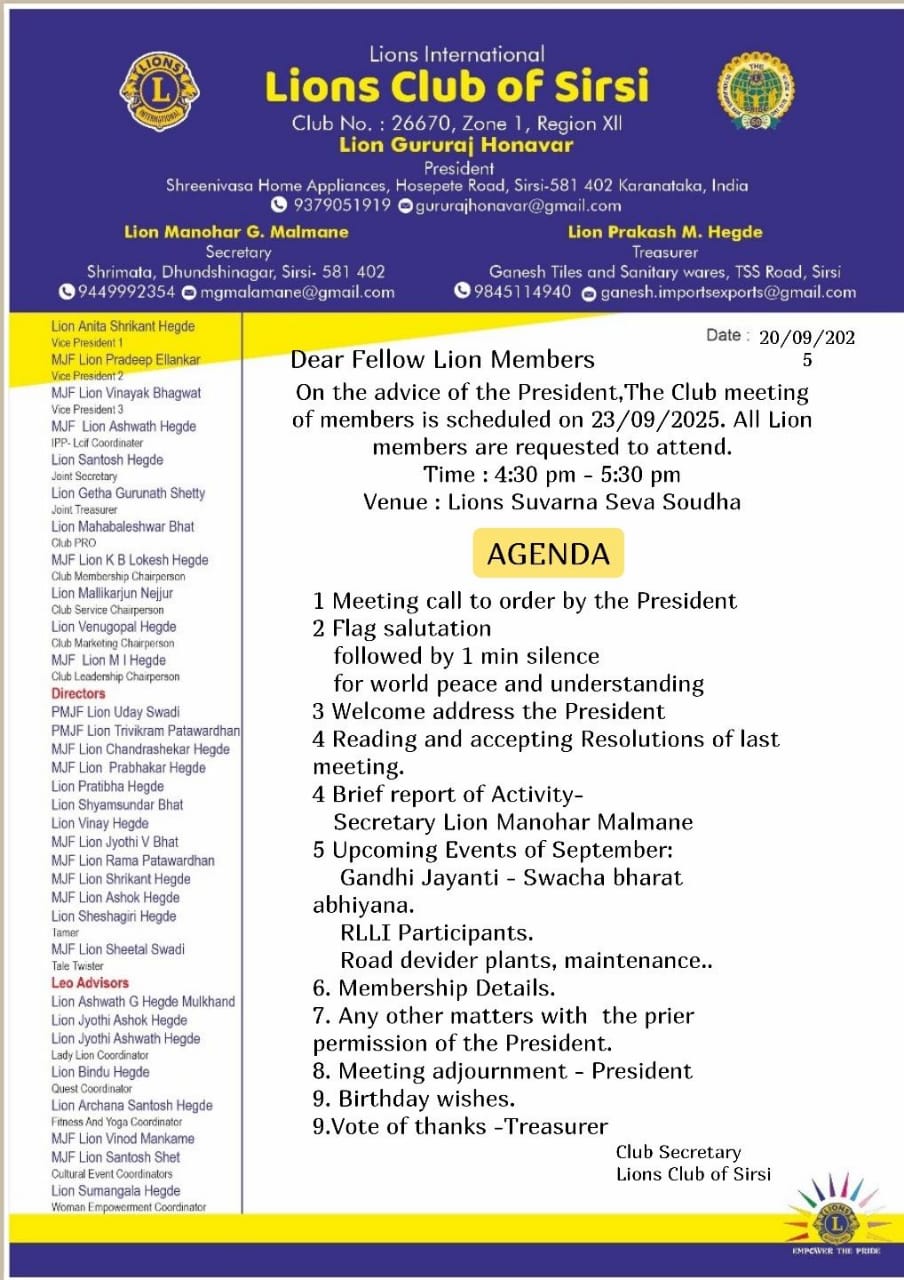 CLUB MEETING SEPTEMBER 2025