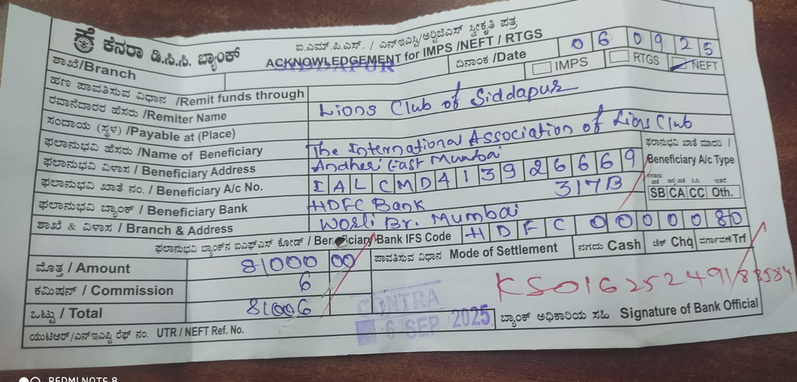 PAYMENT OF INTERNATIONAL AND DISTRICT DUES