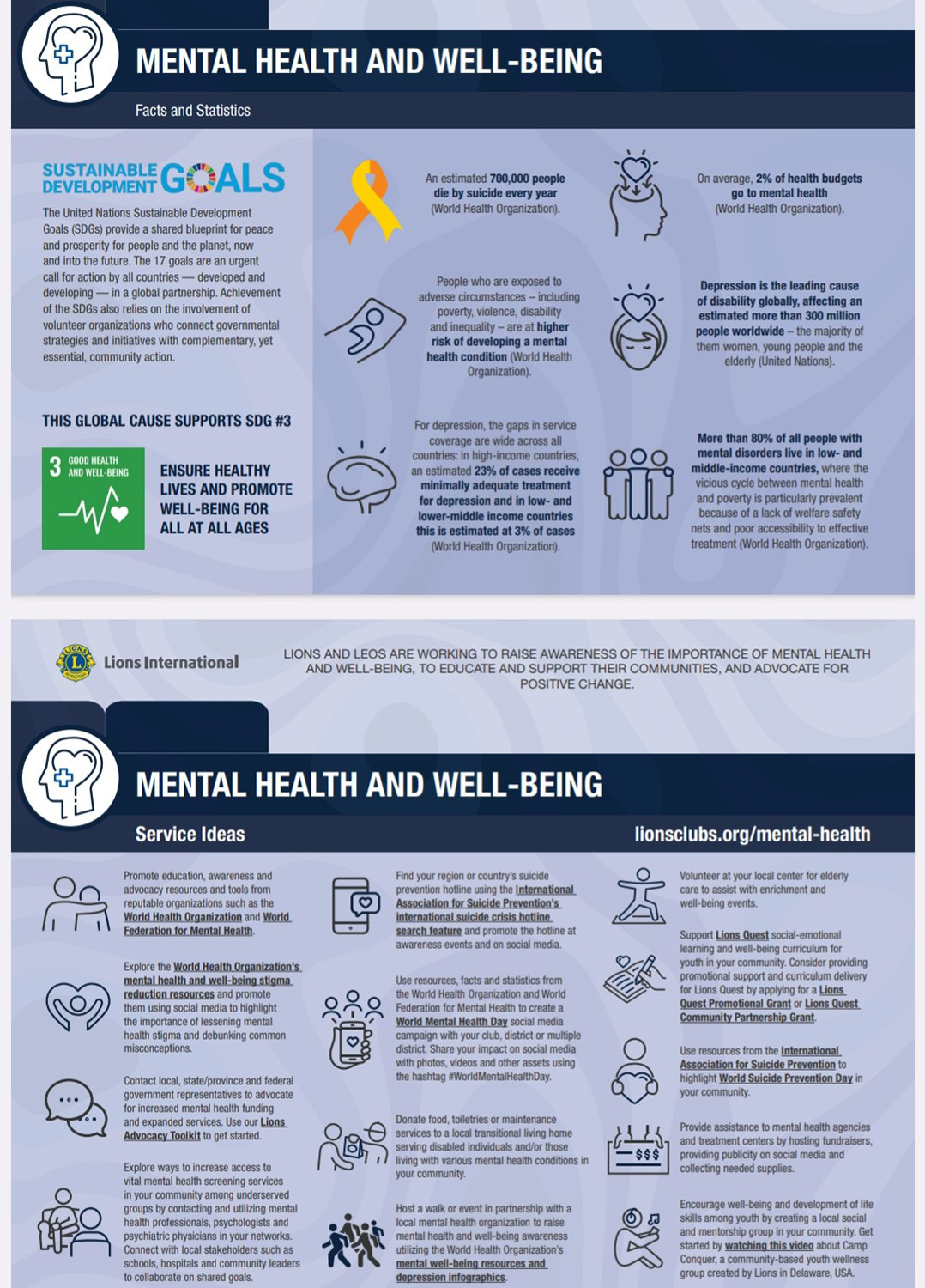 World Wide Week Of Service - Mental Health & Well being UNSDG # 3