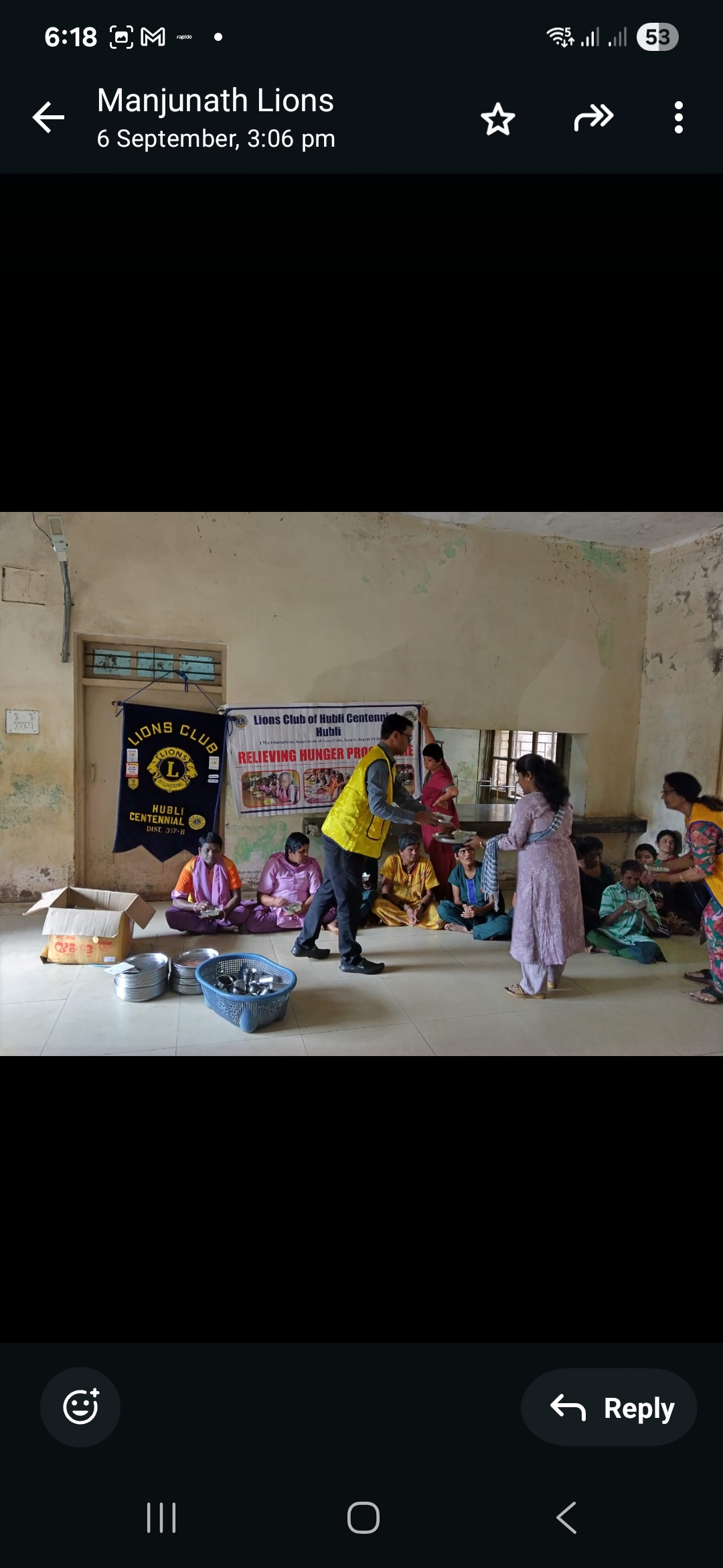 Distribution of breakfast to inmates 