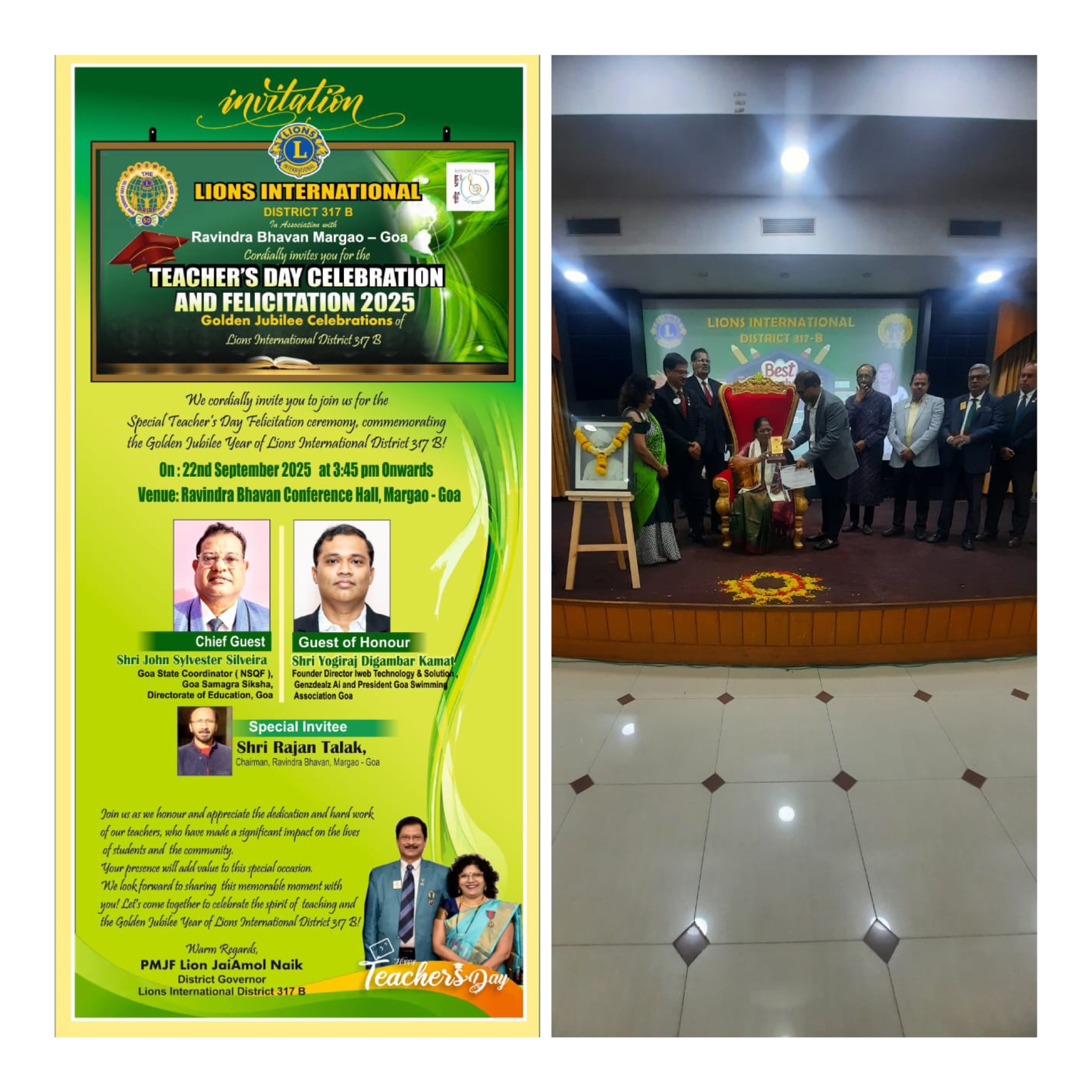 Felicitation of a Teacher by district