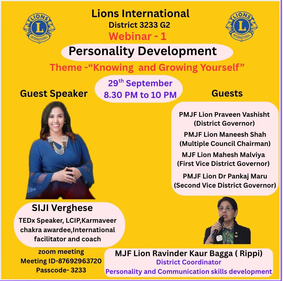 Attended The Lions Virtual Seminar & Talk By LCIP Speaker Lion Siji Varghese
