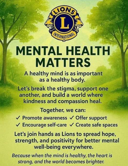 Promotions for Mental Health & Well Being with Join The World Wide Week Of Service Support Mental Health & Well Being UNSDG #3 Lion Adrian Torres DC UNSDG Promotion District 317B
