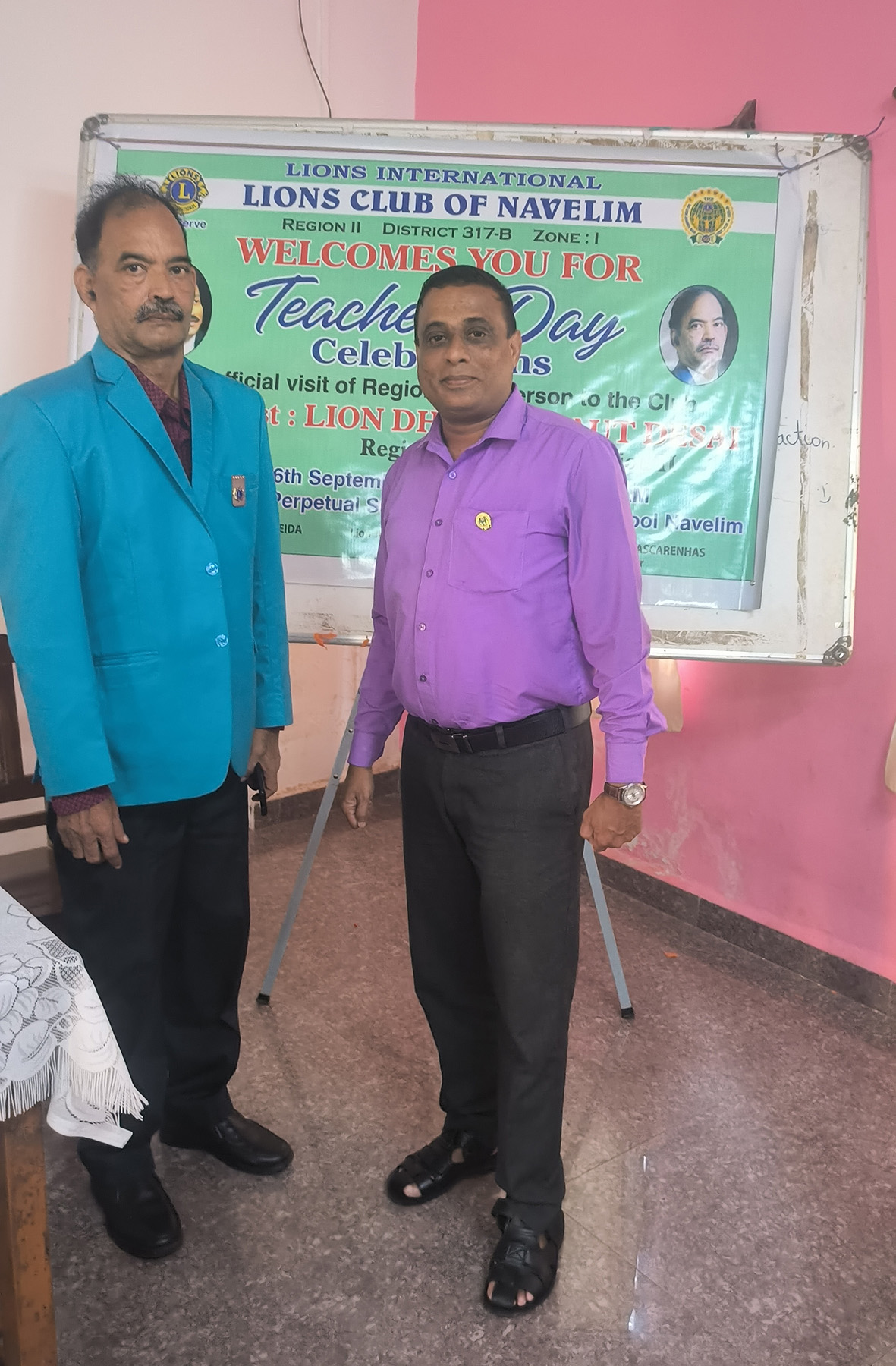 Region Chairperson Visit To Lions Club of Navelim with Teachers Day Felicitation
