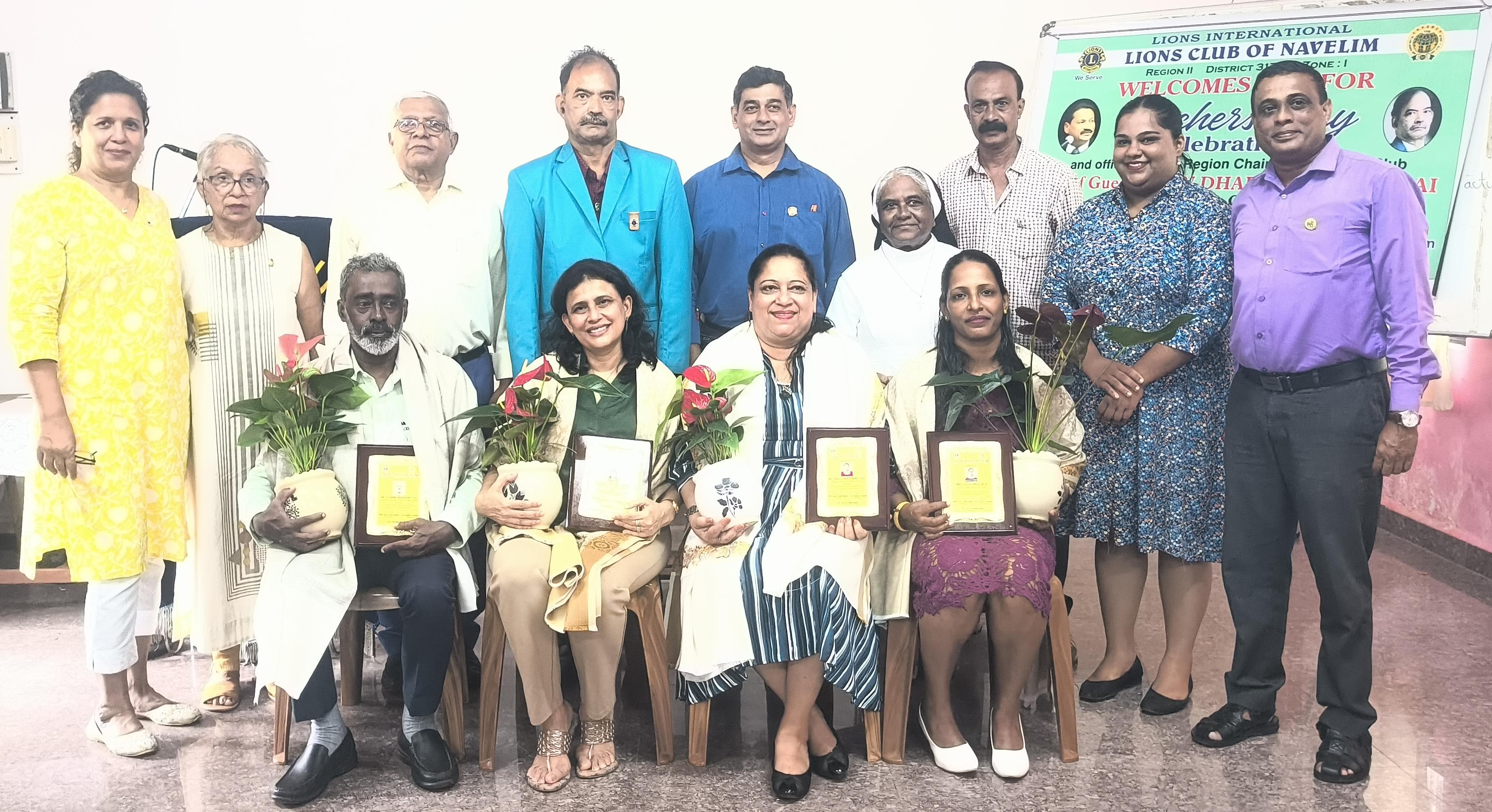 Region Chairperson Visit To Lions Club of Navelim with Teachers Day Felicitation