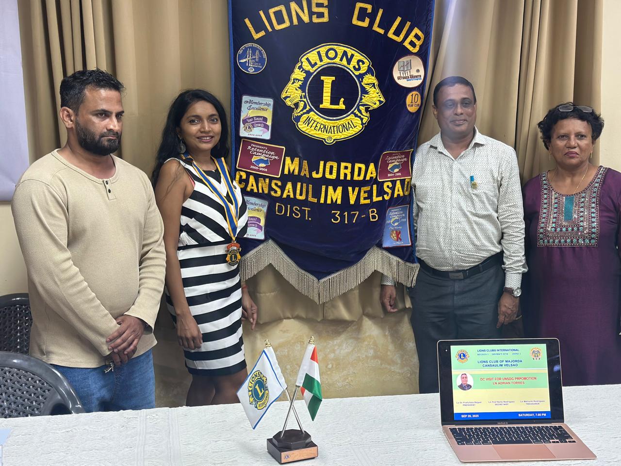 Lions Club of Majorda Cansaulim Velsao With DC Visit, Brochure of Mental Health & Well Being and Spoke on UNSDG Goals 