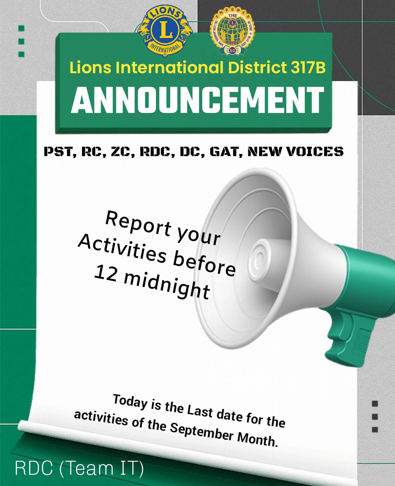 DIGITAL MEDIA SUPPORT TO DISTRICT 317B CLUBS, ZONES AND REGIONS