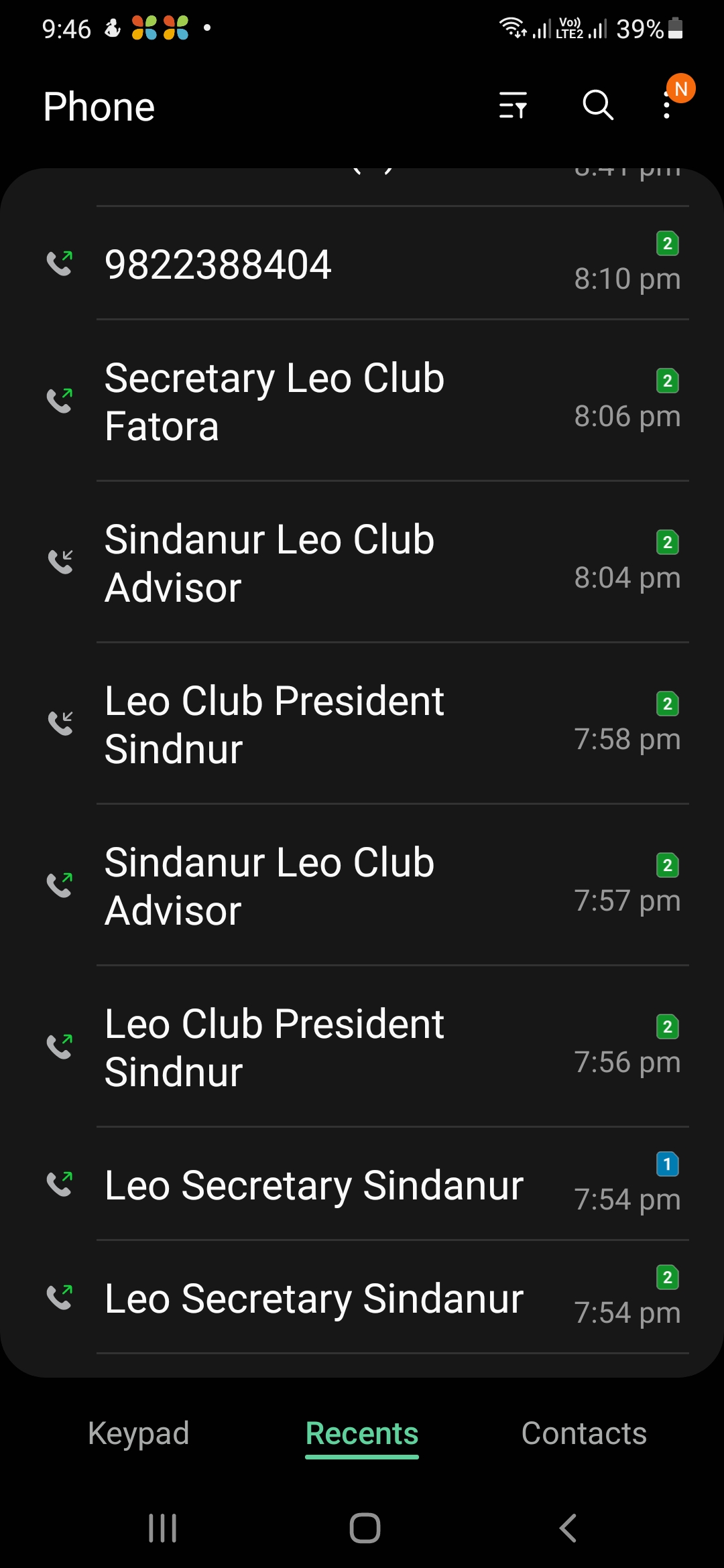 Service activity-reg