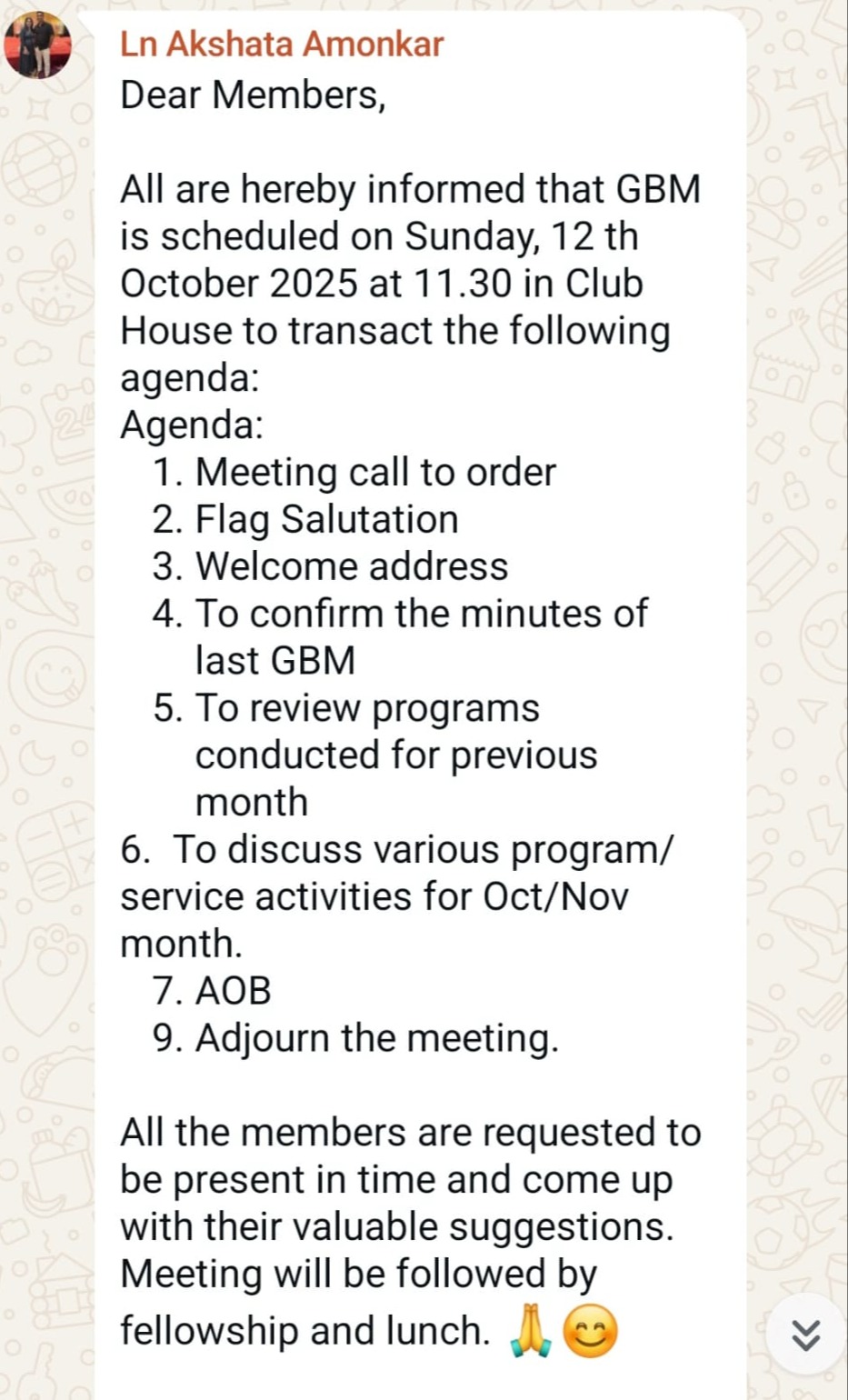 Conducted General Body Meeting