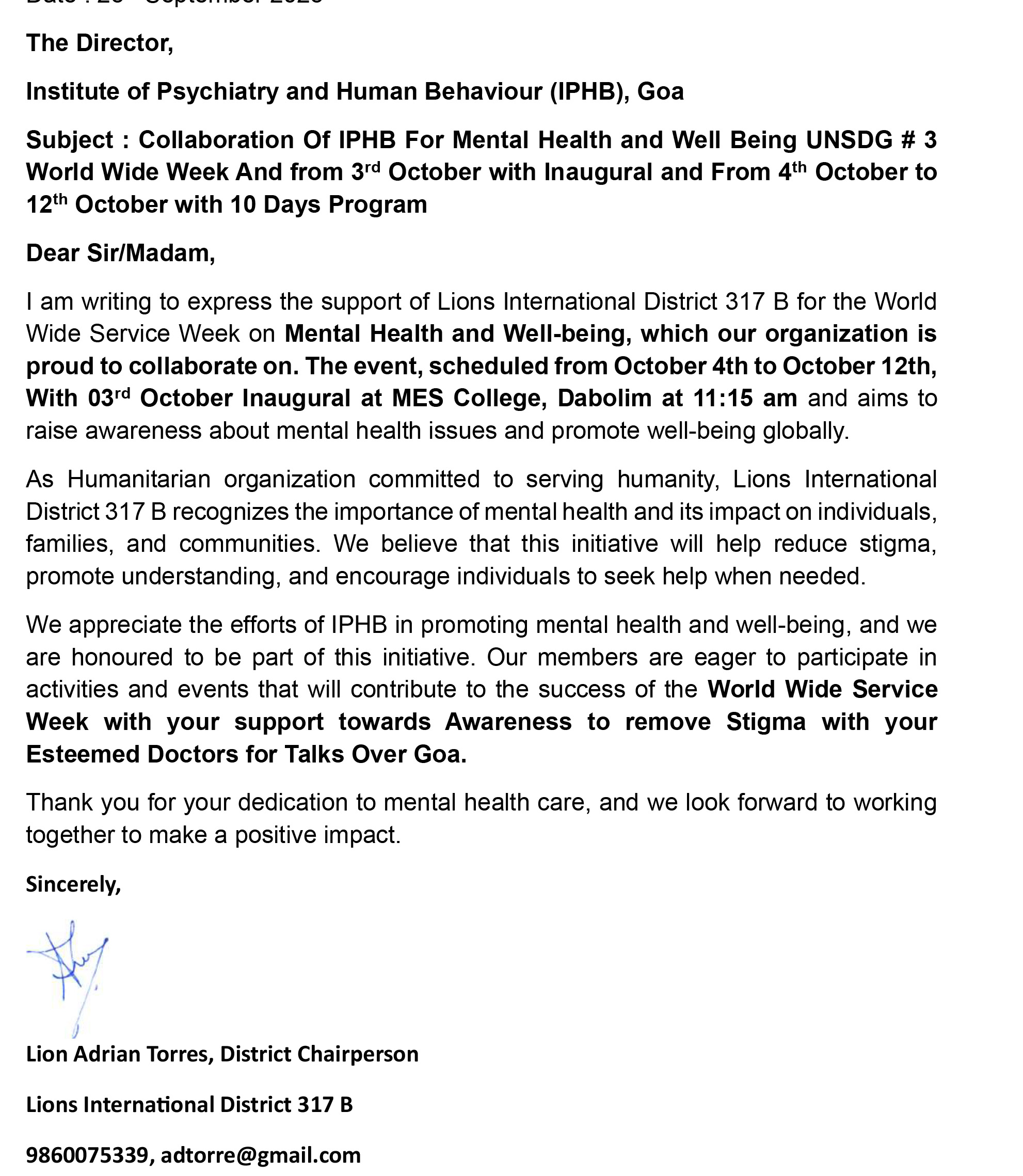 Visit To IPHB ( Institute of Pshyciatry and Human Behaviour ) Government of Goa For Colloboration for Seminars for MHW