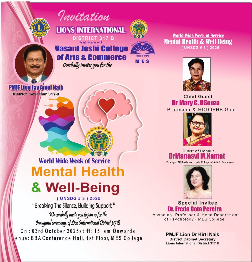Invitation for The Opening / Inaugural of The Mental Health Week 2025 at MES College on 3rd Oct