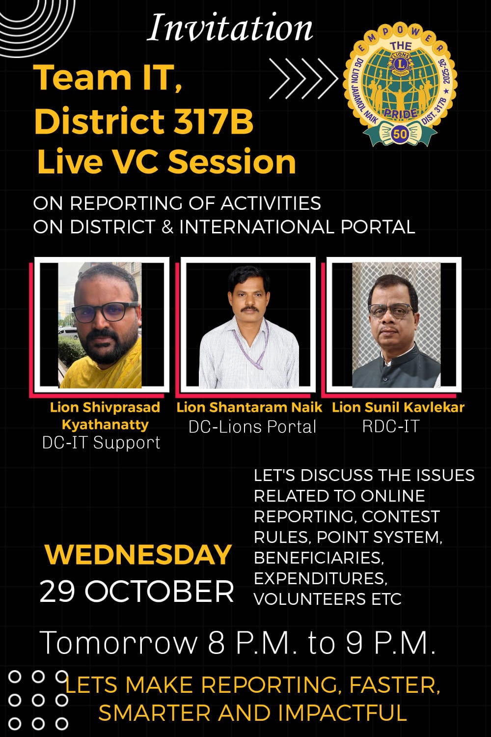 Webinar on Online Reporting conducted by  District 317 - B