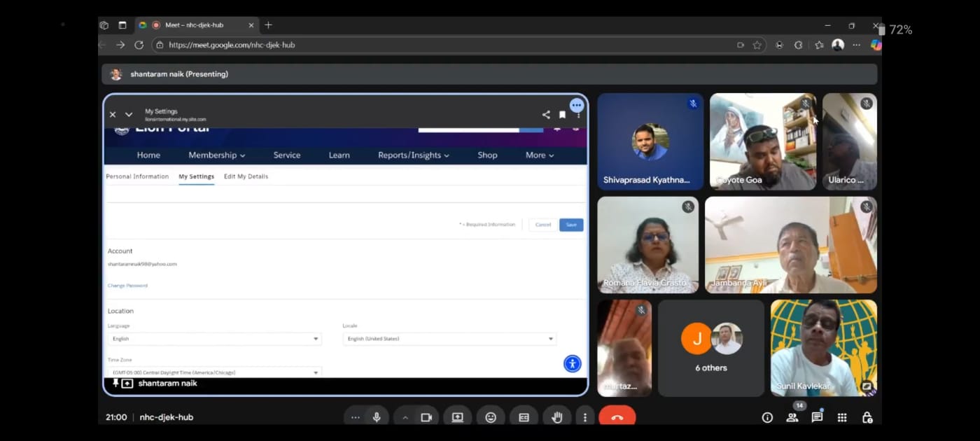 Online Video Conference Meeting was conducted on 29th october 2025 on the topic Reporting of activities on District and international portal.