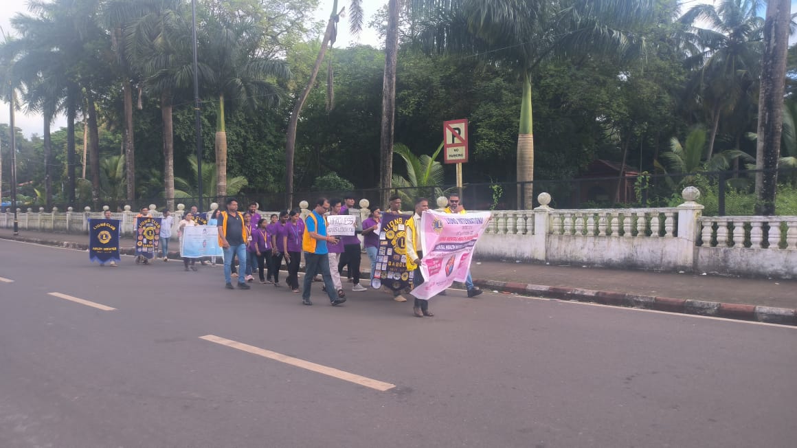 Attended and participated a Rally with slogans and Posters to support Lions Mental Health Awareness programme under UNSDG#3 at St. Francis Church location, Old Goa