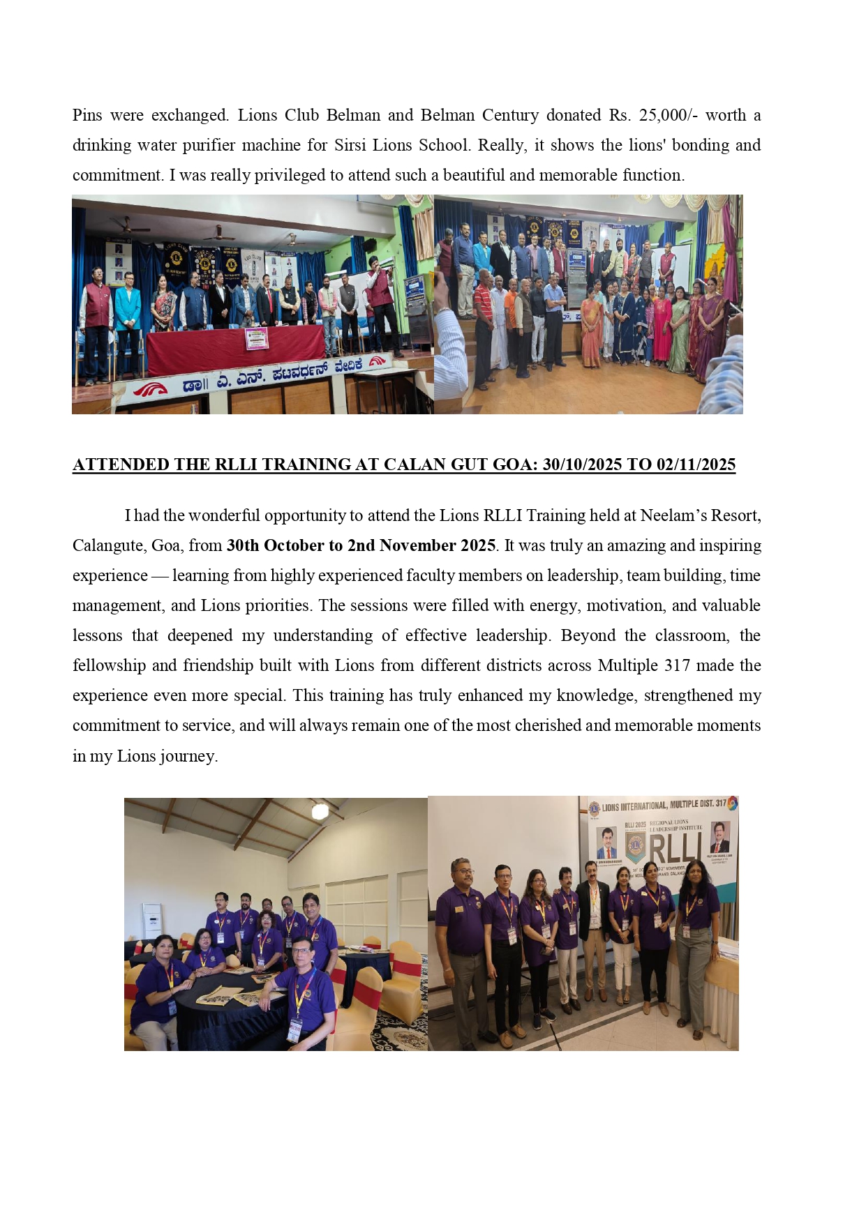 OCTOBER MONTH ZC REPORT COMMUNICATED THROUGH MAIL TO DG OFFICE AND REGION CHAIRPERSON