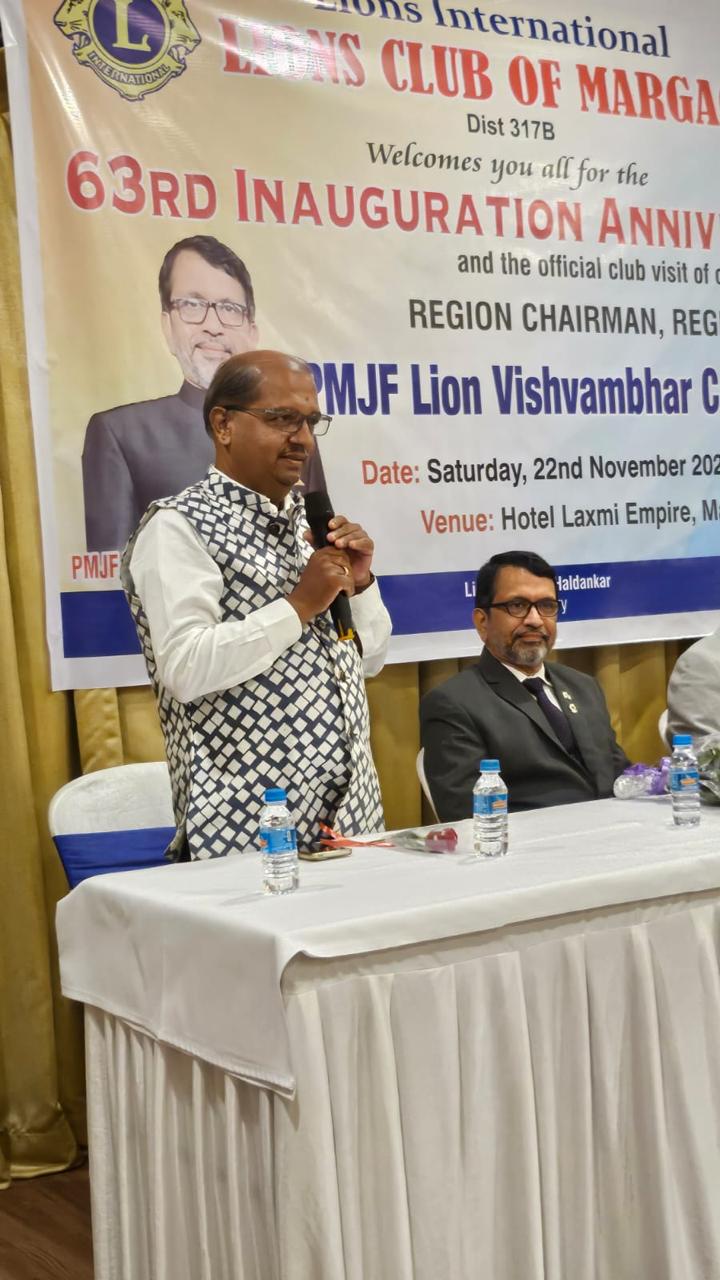 visited lions club of Margao on their 63rd Inauguration Anniversary