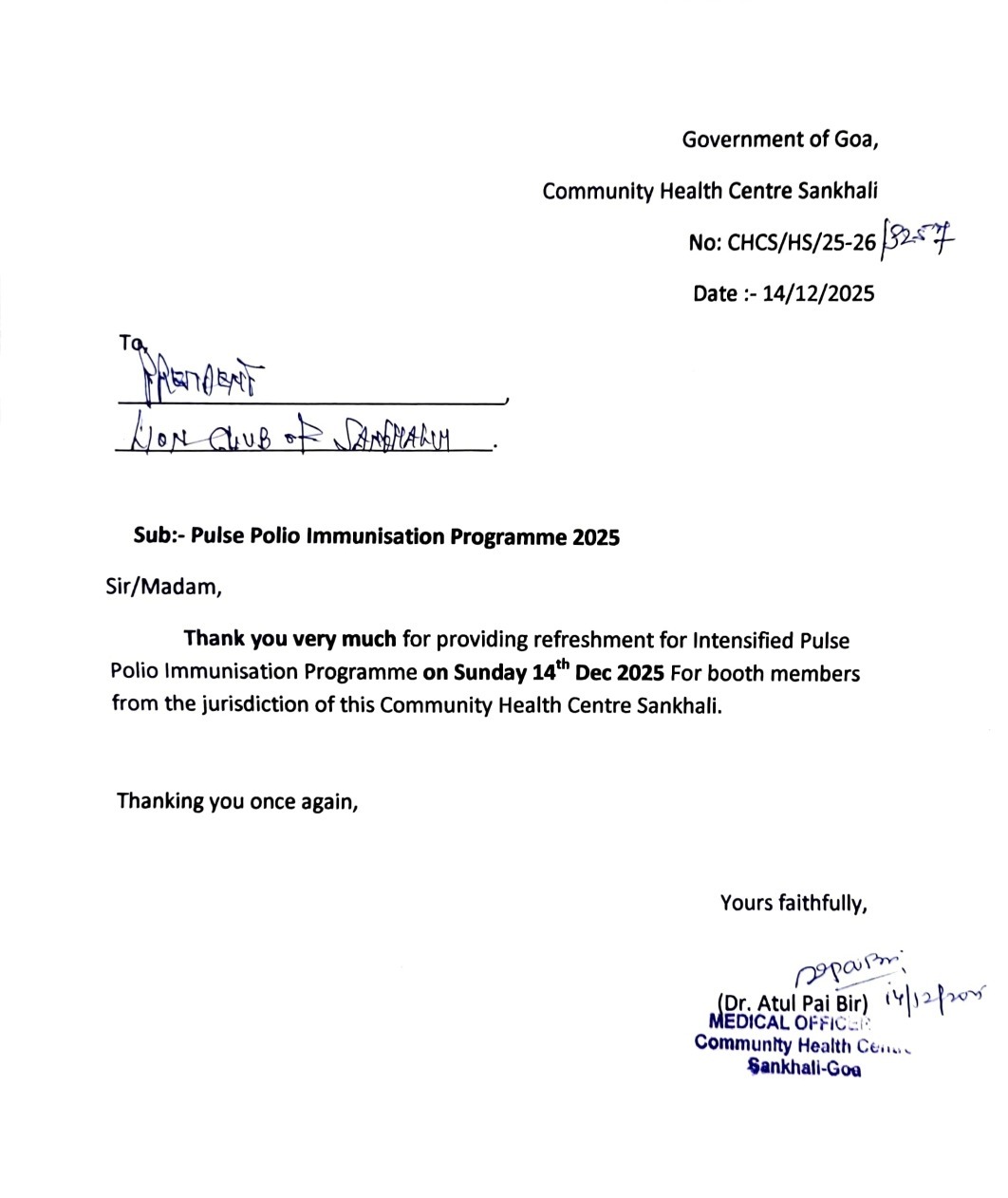 Supported Polio Eradication Drive 