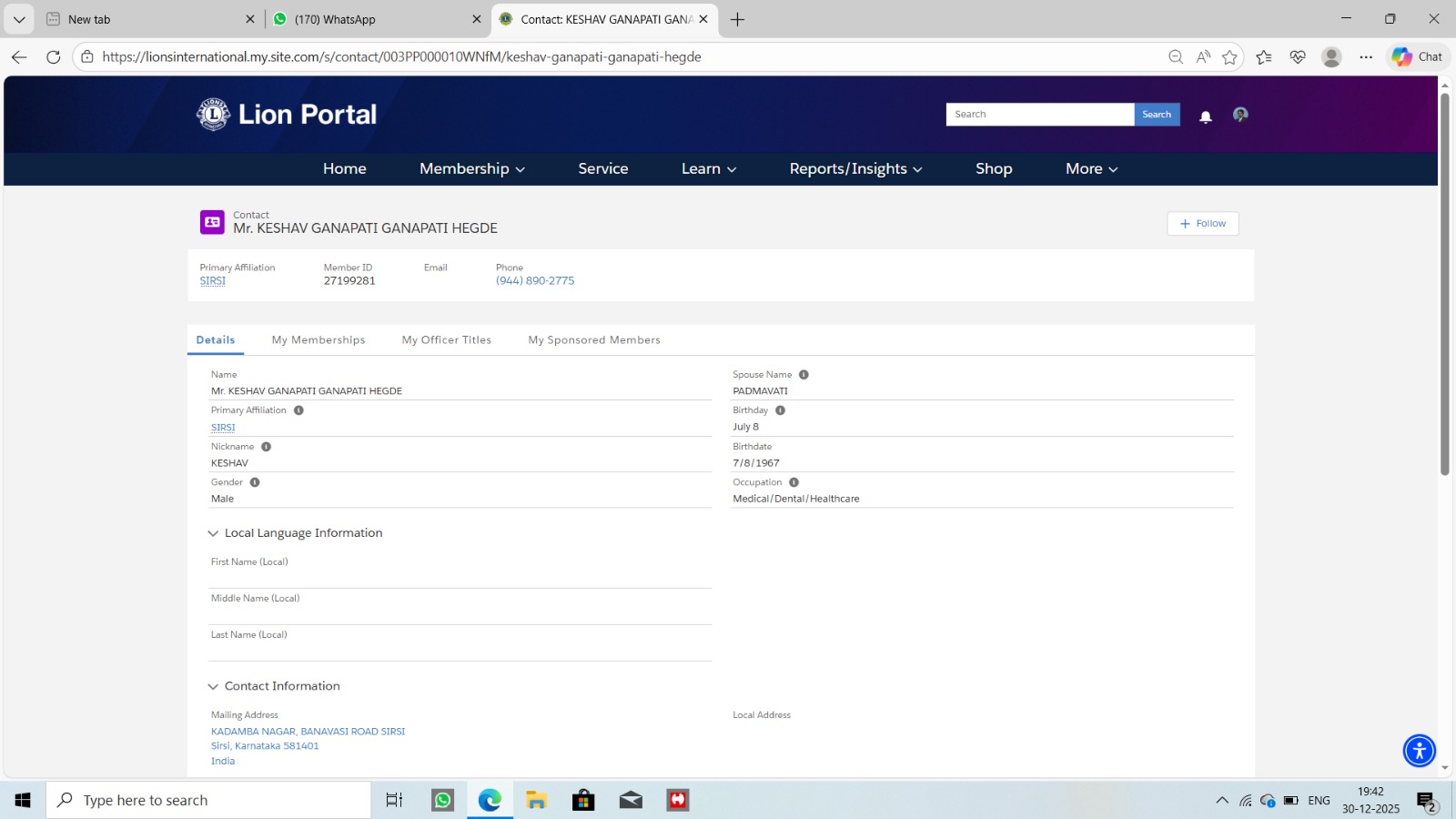 ONE NEW MEMBER ADDED TO LIONS CLUB SIRSI ON 30/12/2025