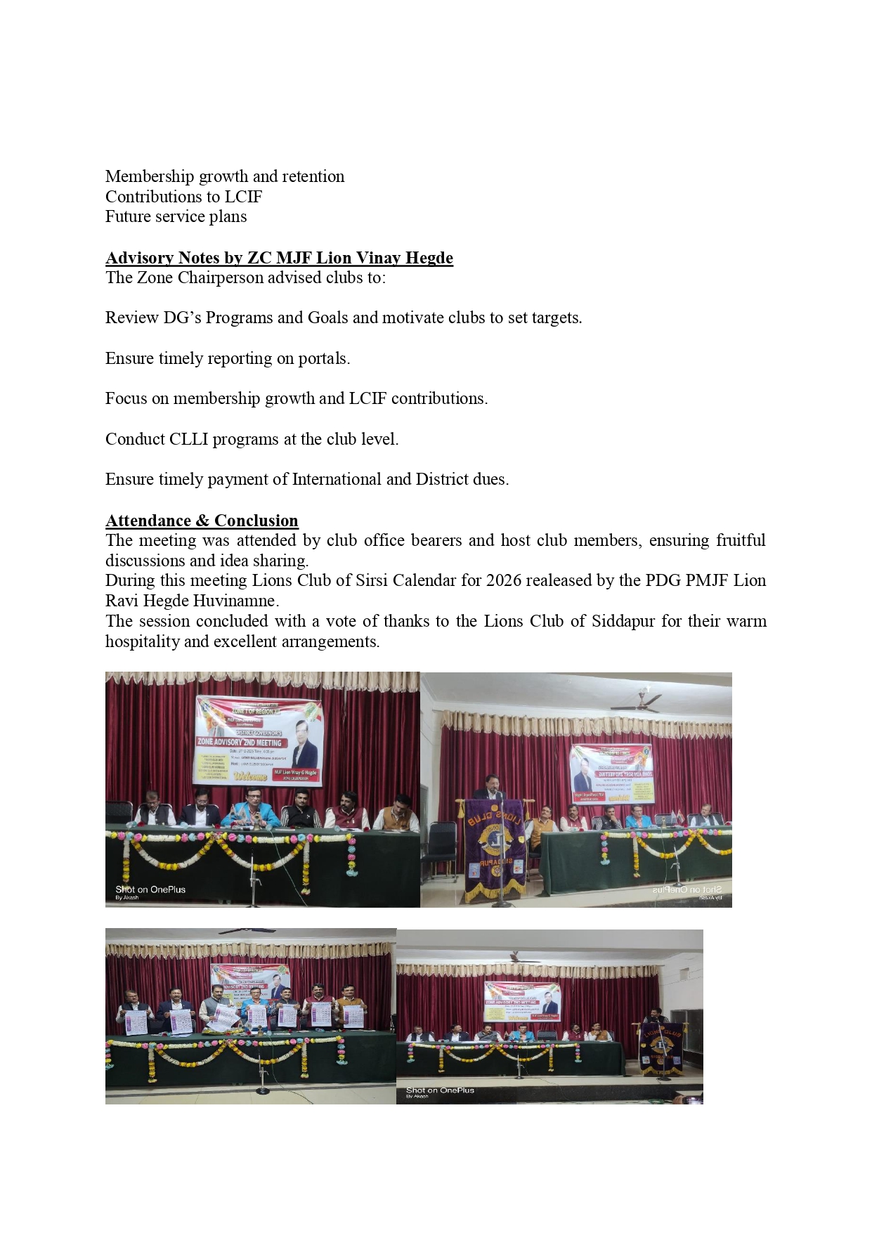 ZONE CHAIRPERSON 1 OF REGION 12 REPORT COMMUNICATED TO DG AND RC