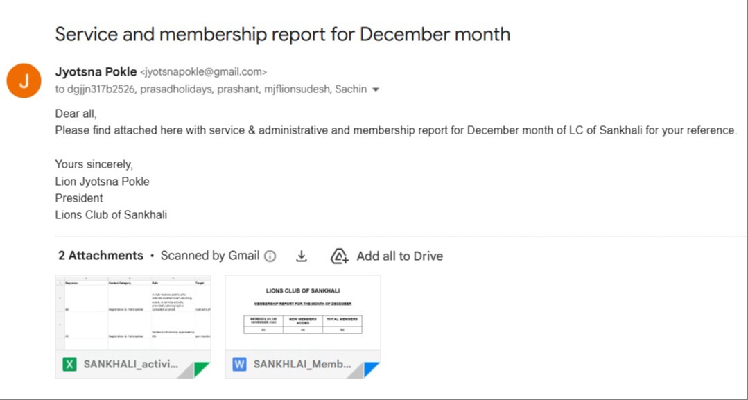 Uploaded activity wise report including membership report on district portal 