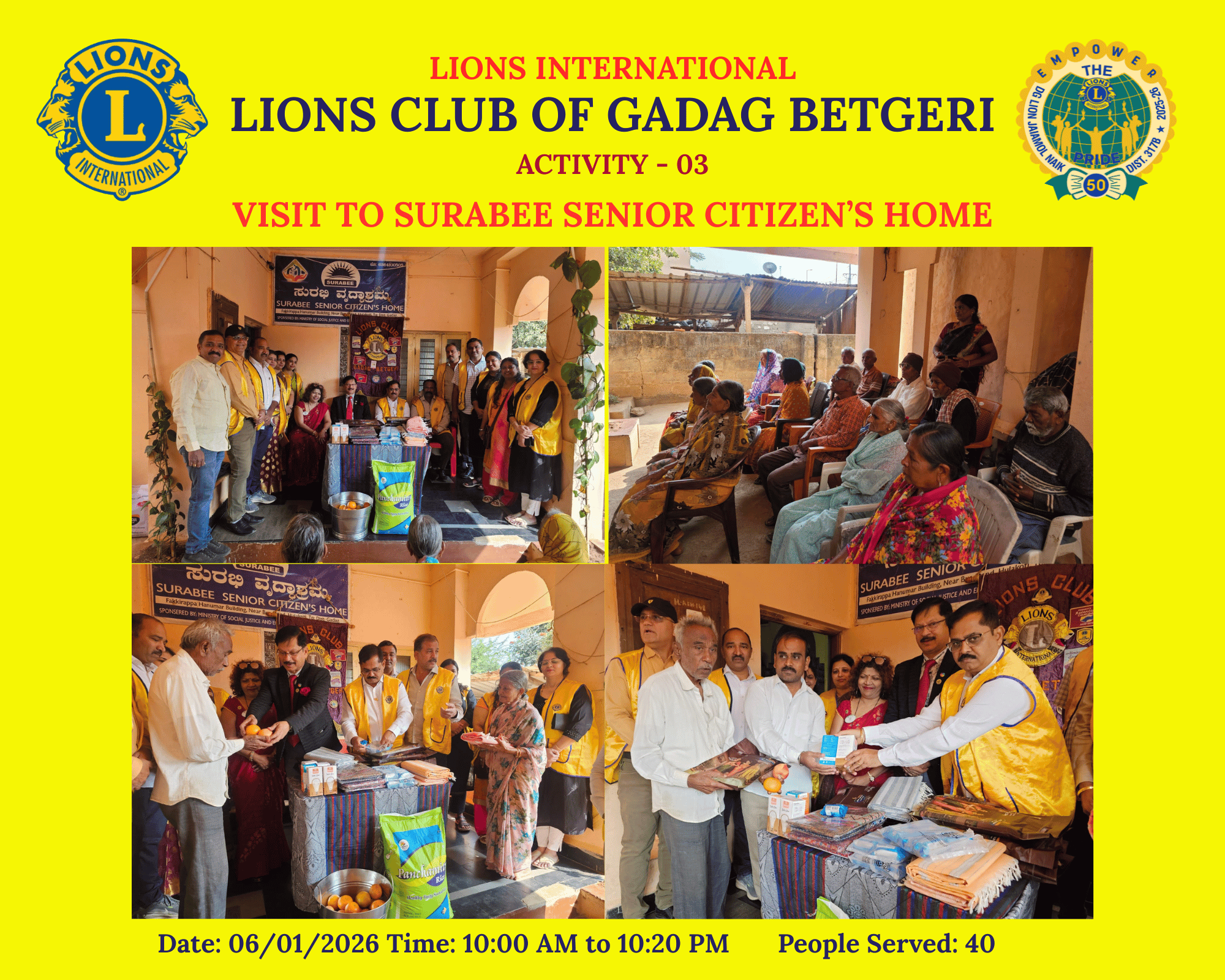 Visit to Surabee senior citizen’s home