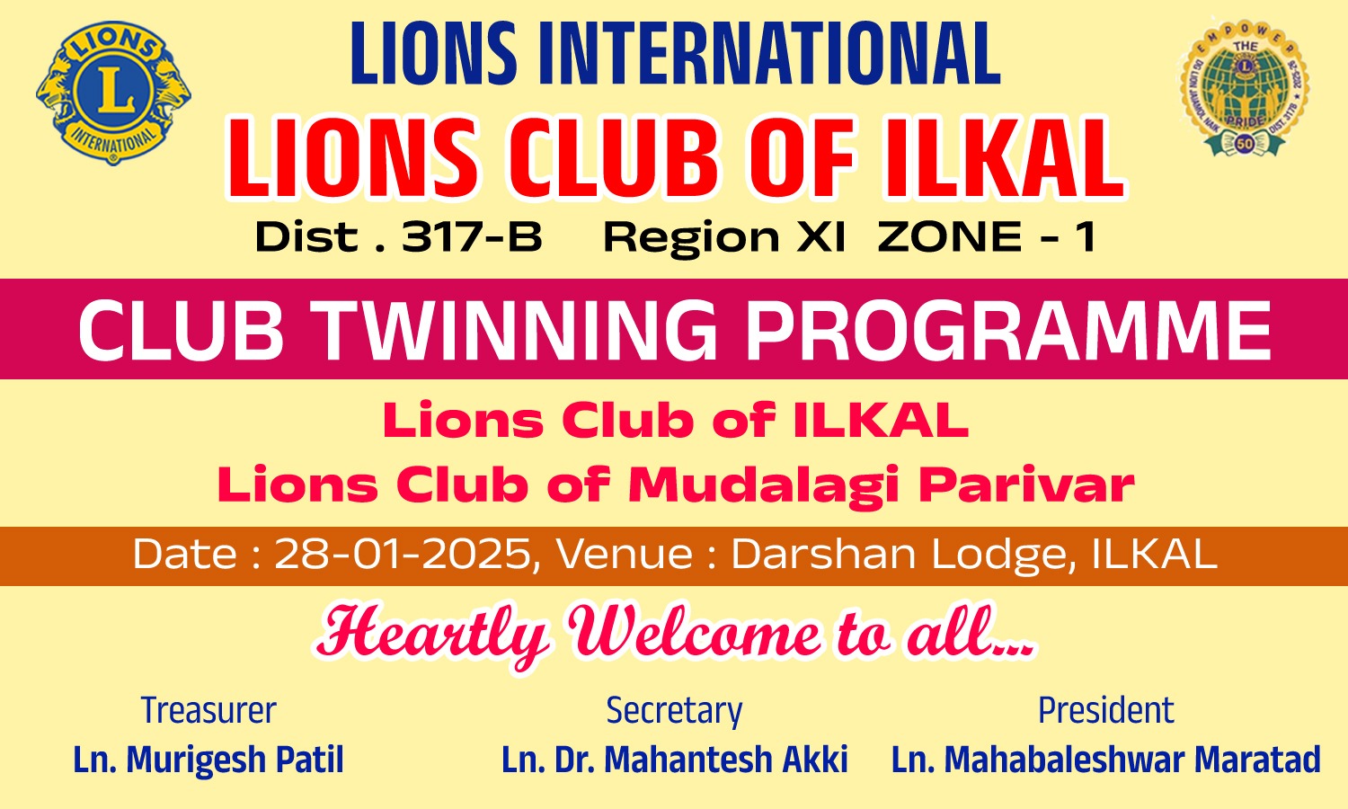 CLUB TWINNING PROGRAM WITH MUDALAGI PARIWAR.