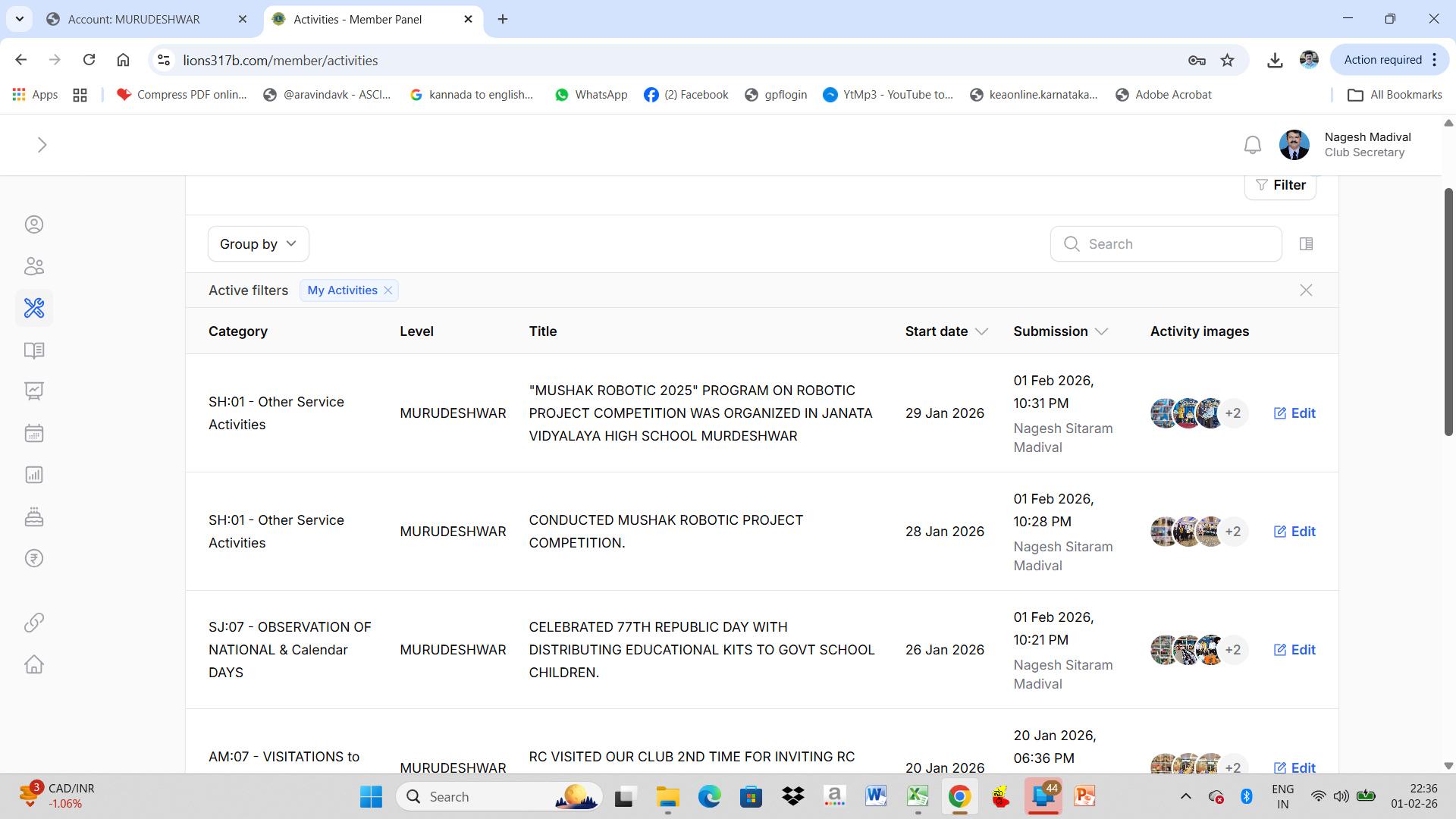REPORTING JANUARY 2026 MONTH ACTIVITIES.