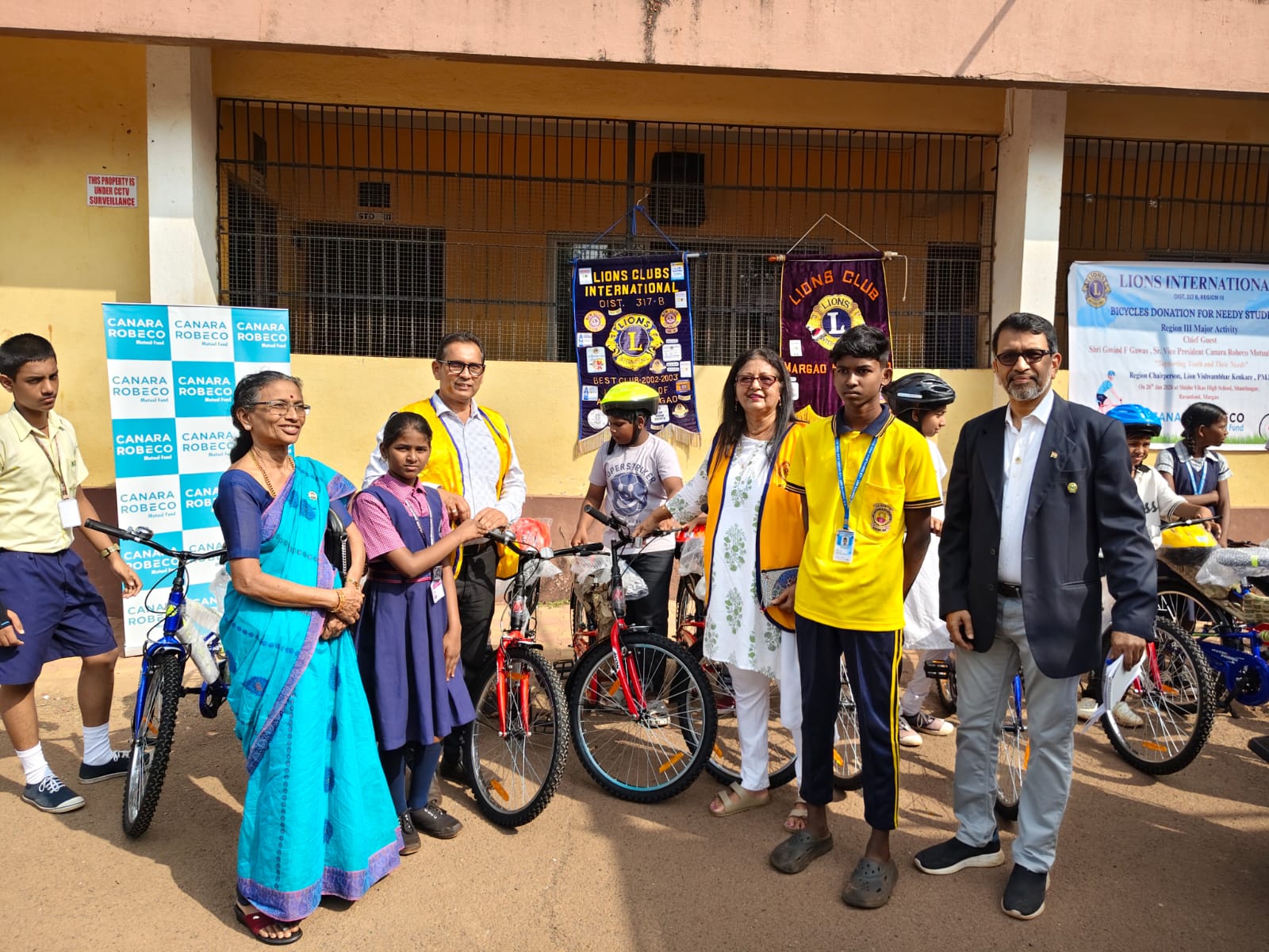 Distributing Bicycles to students