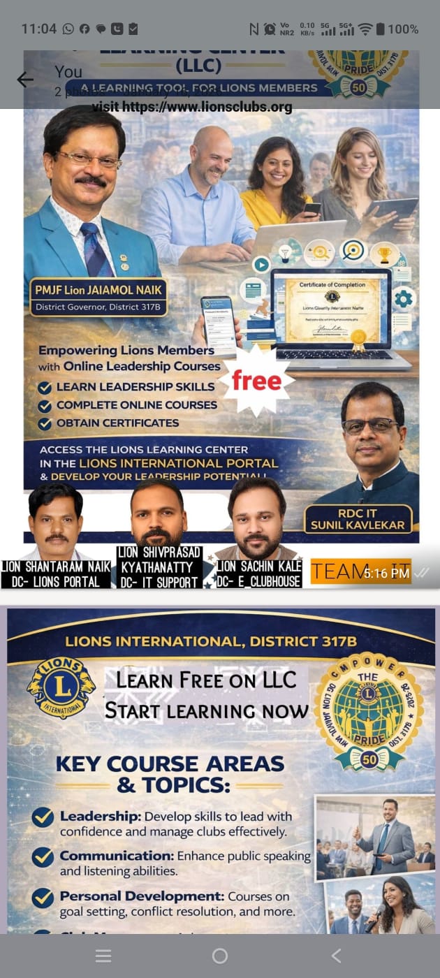 PROMOTION OF LIONS LEARNING CENTER COURSES (LLC)