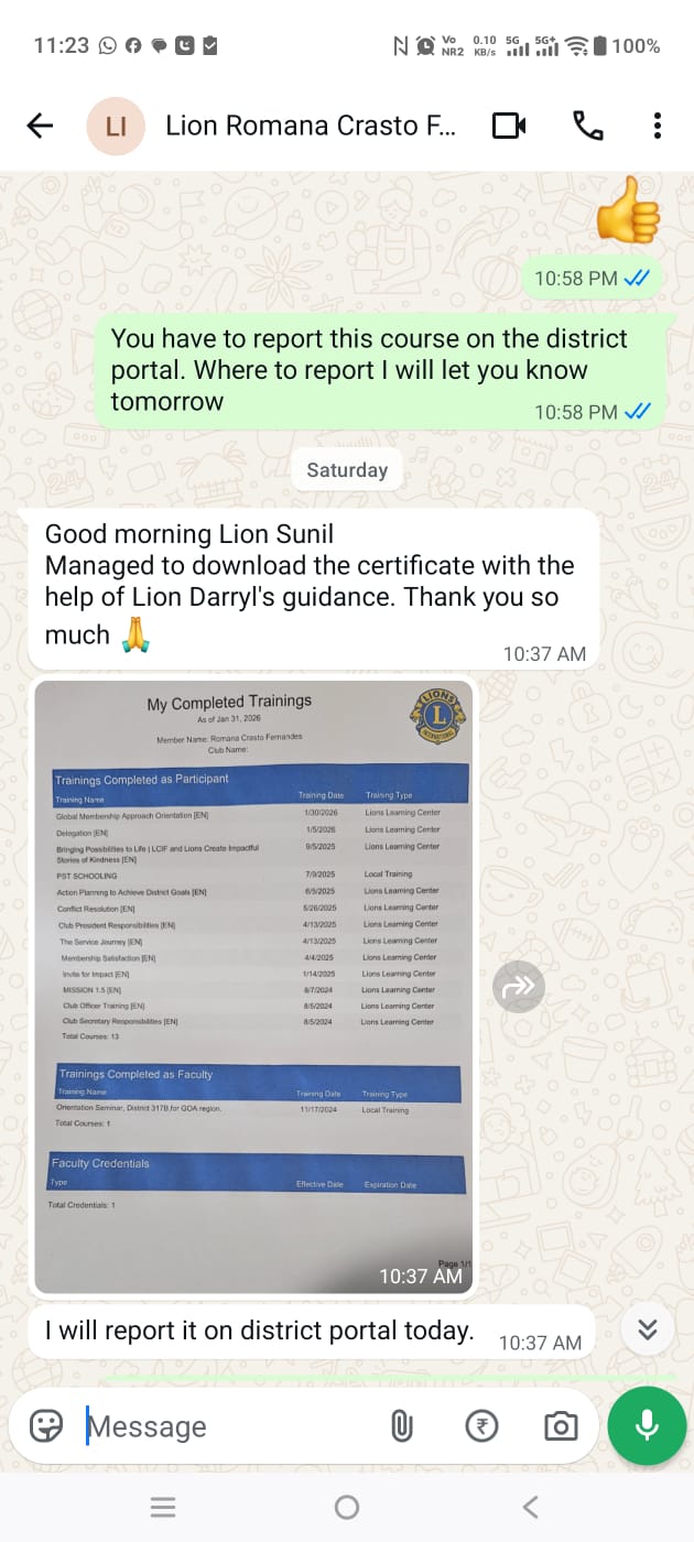 ASSISTANCE PROVIDEDTO IT SUPPORT TO LION ROMANA CRASTO LC CANDOLIM IN COMPLETING AND DOWNLOADING LLC COURSES.