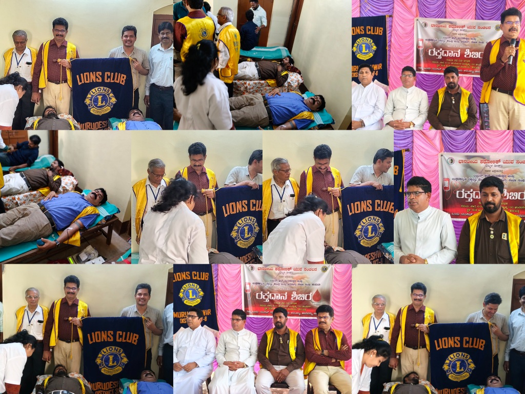 CONDUCTING BLOOD DONATION CAMP.