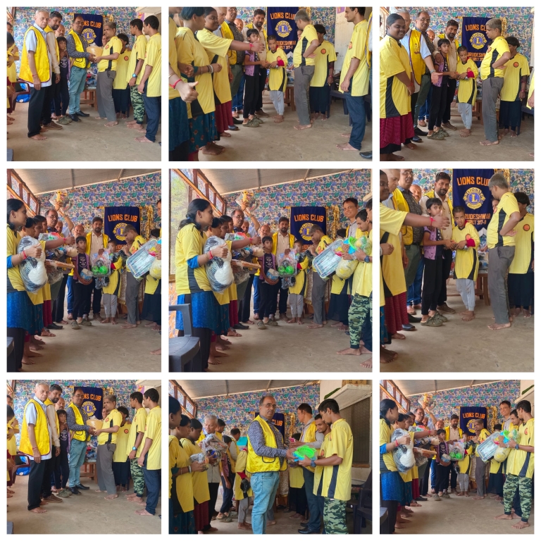 DISTRIBUTED FOOD ITEMS AND PLAY MATERIALS TO SPECIAL SCHOOL CHILDREN.