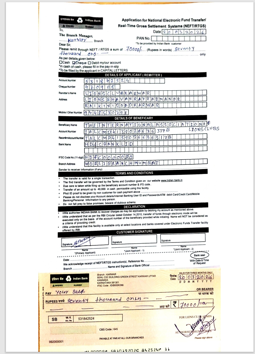 Lions membership subscription pay international dues.
